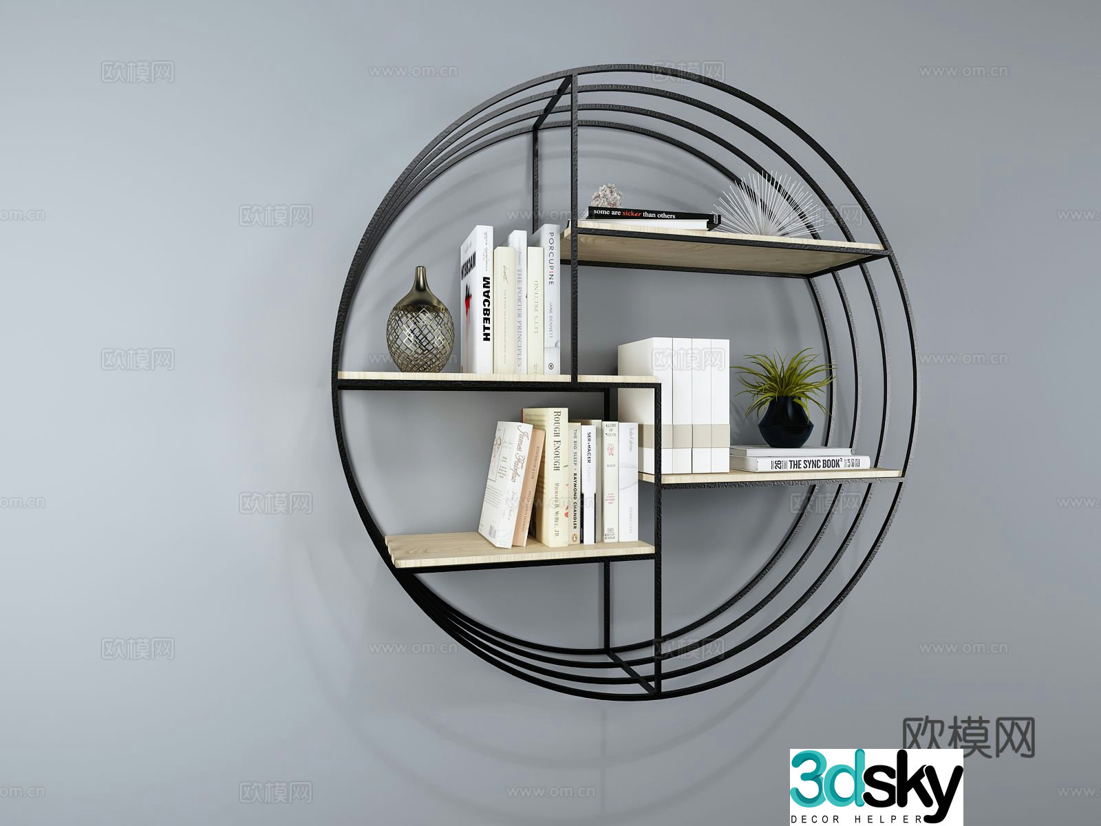 Modern wall decoration cabinet wall hanging round wall cabinet 3d model