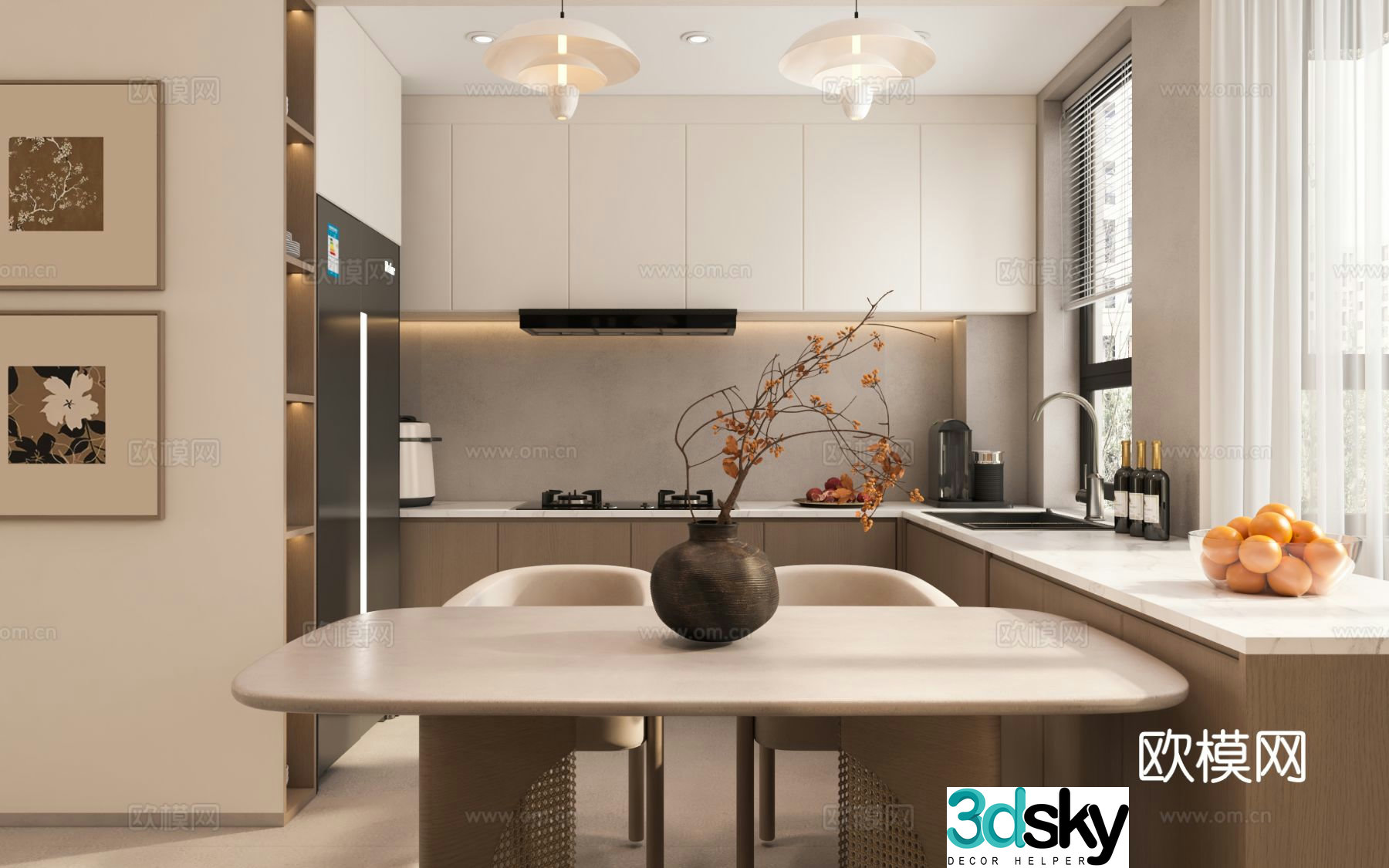 wabi-sabi kitchen cabinet 3d model
