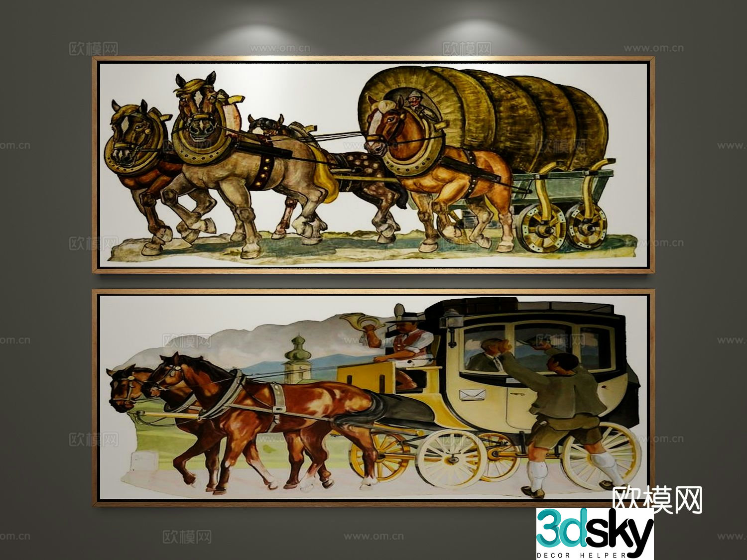 Medieval style banner painting oil painting decorative painting 3D model