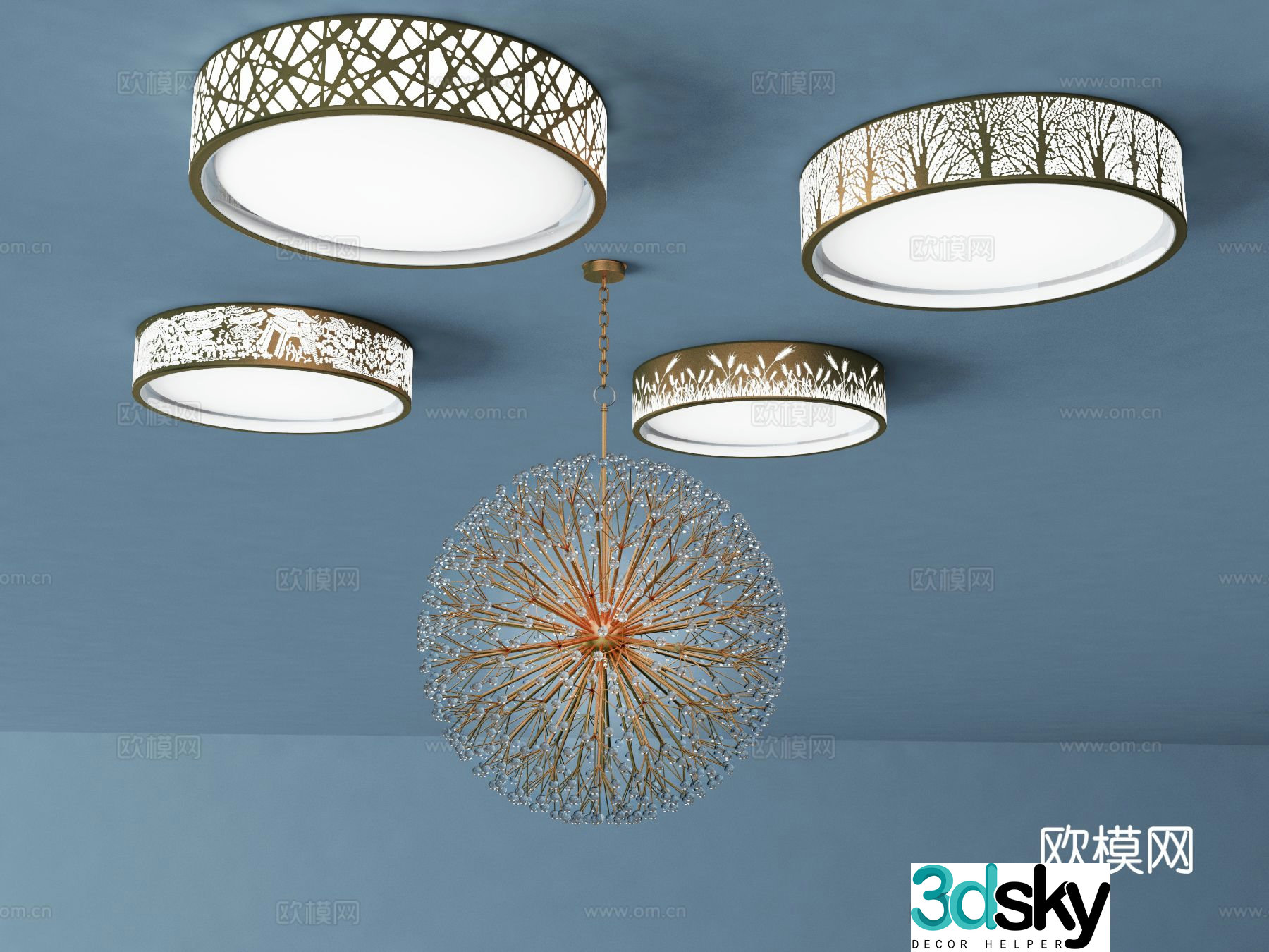 New Chinese style ceiling lamp chandelier 3d model