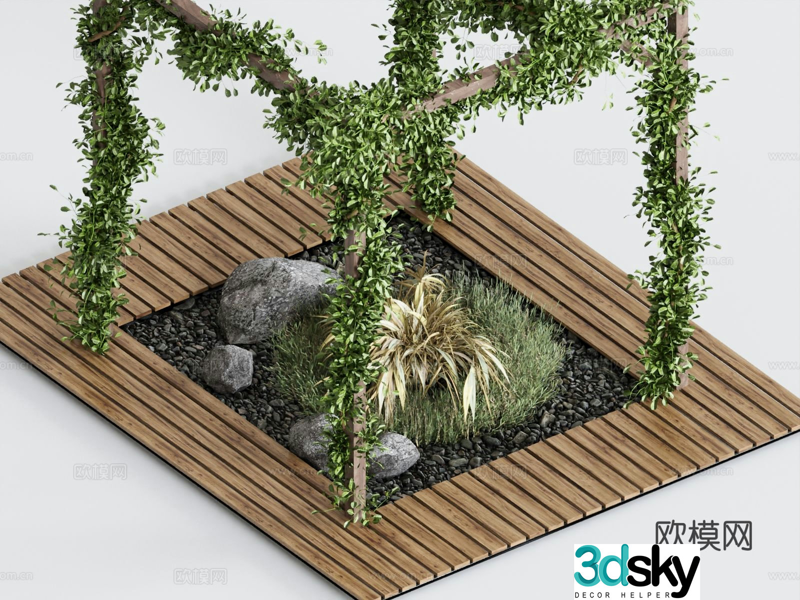 Outdoor sketch landscape sketch landscape stone flower stand 3D model