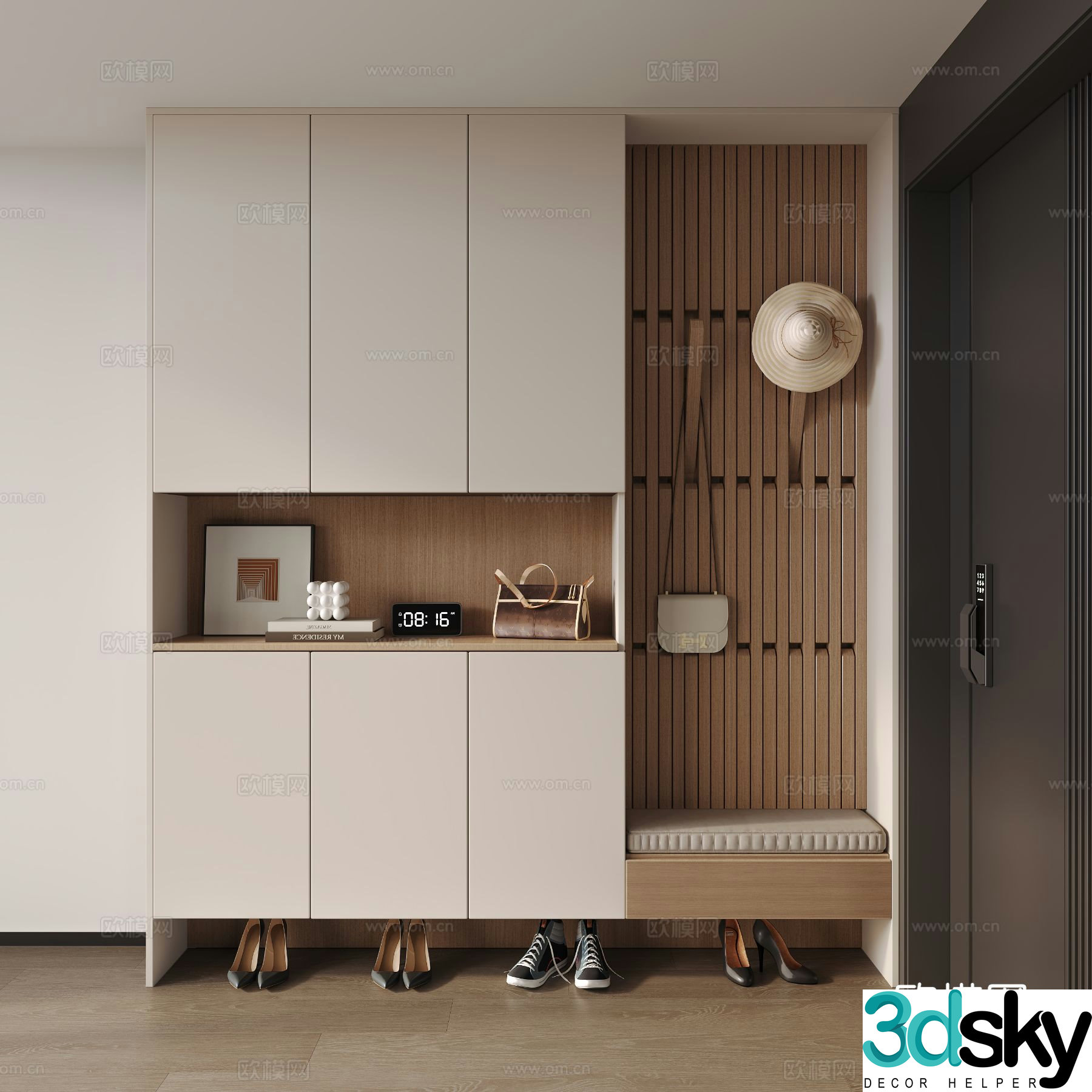 Modern entrance shoe cabinet 3d model