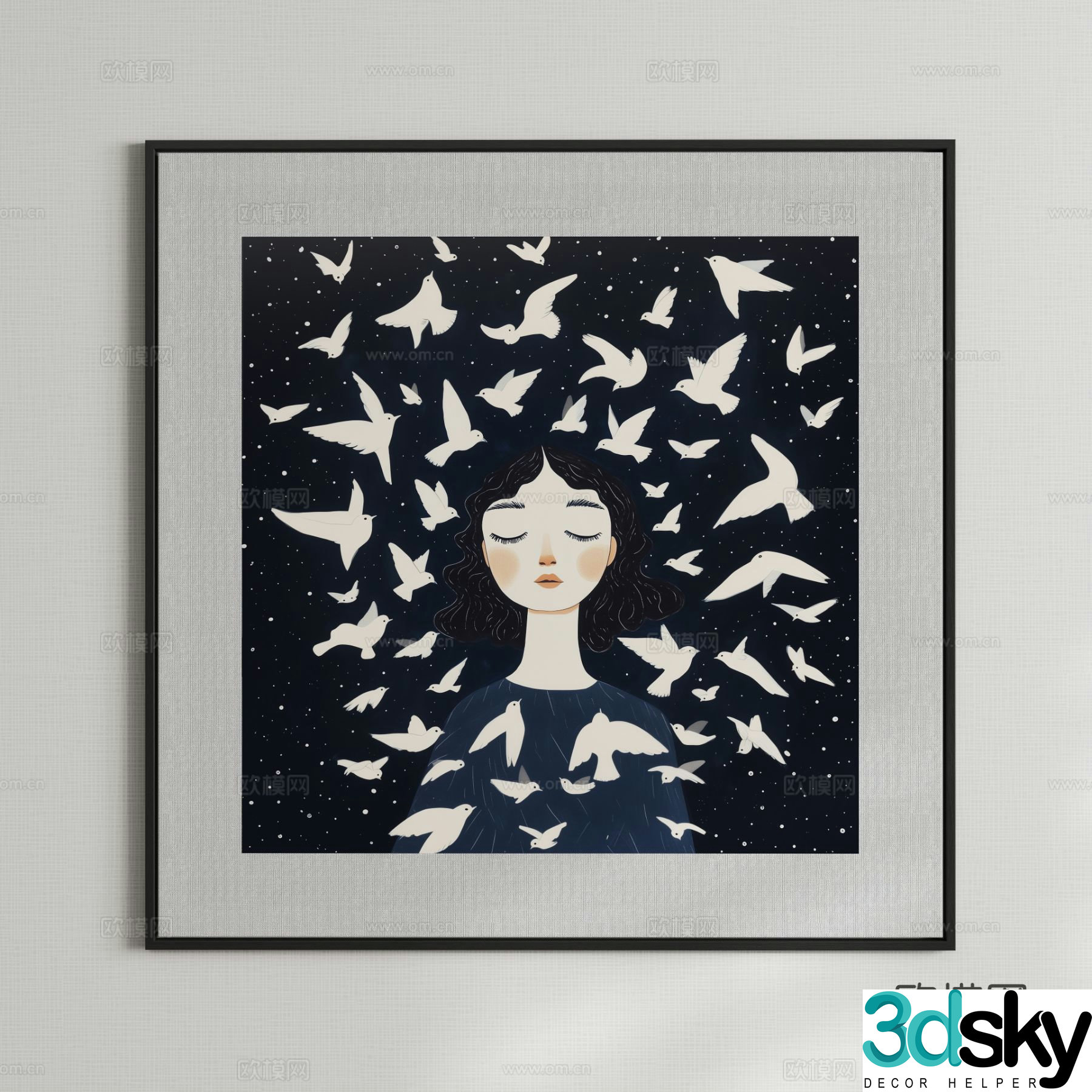 Modern creative hanging painting art painting decorative painting 3D model