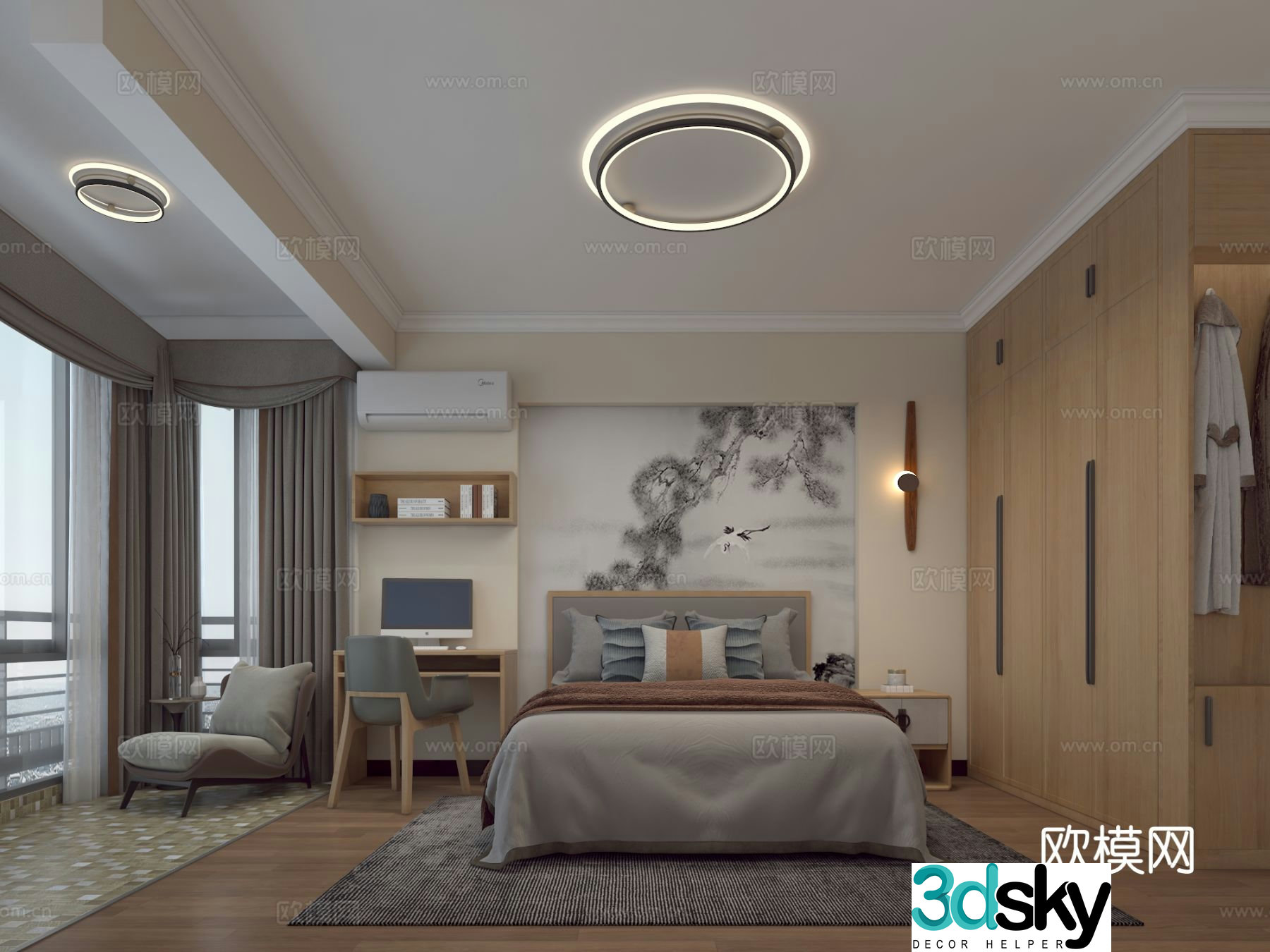 New Chinese style bedroom elderly room 3d model