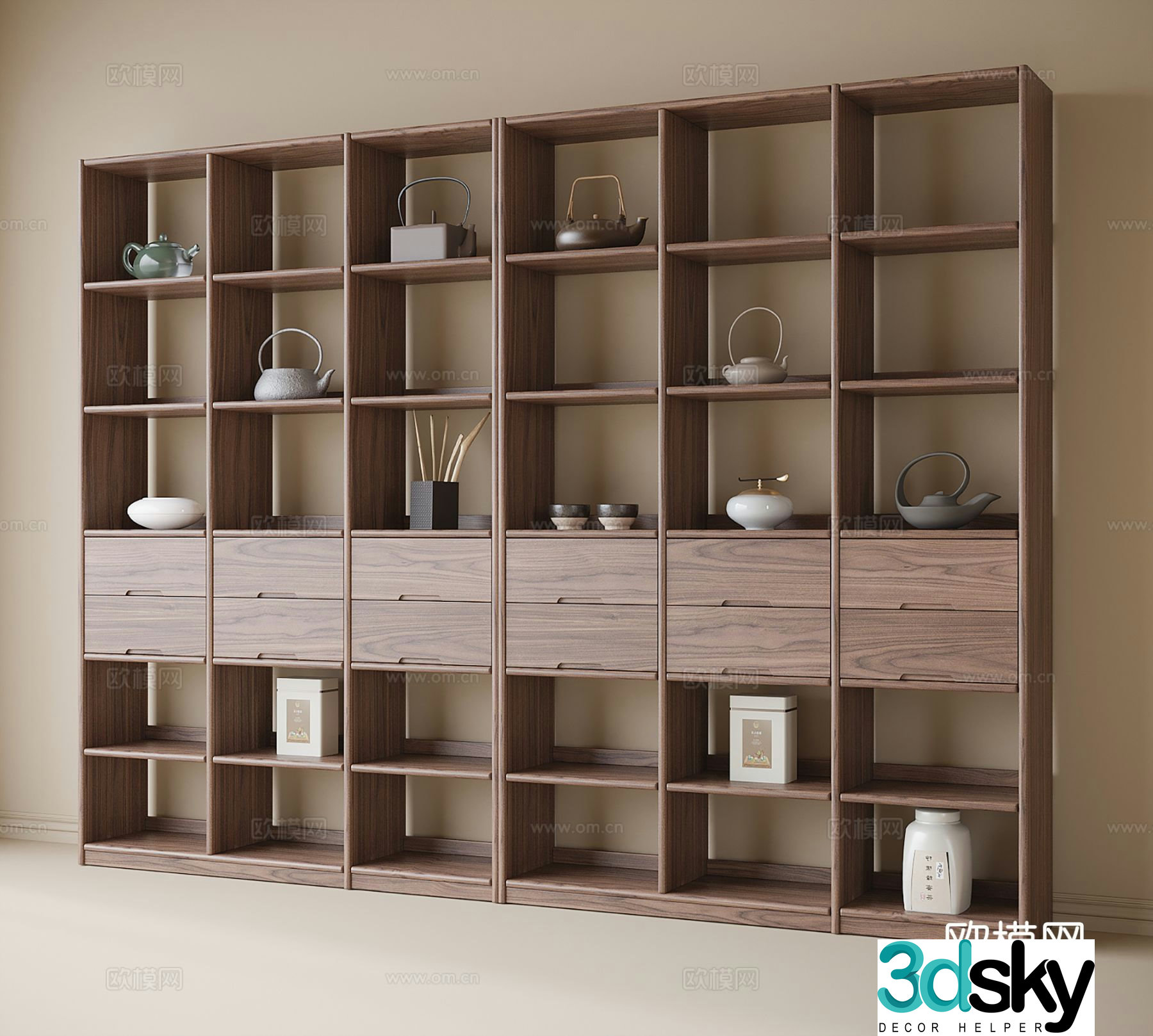 Chinese style Bogu shelf bookshelf 3D model