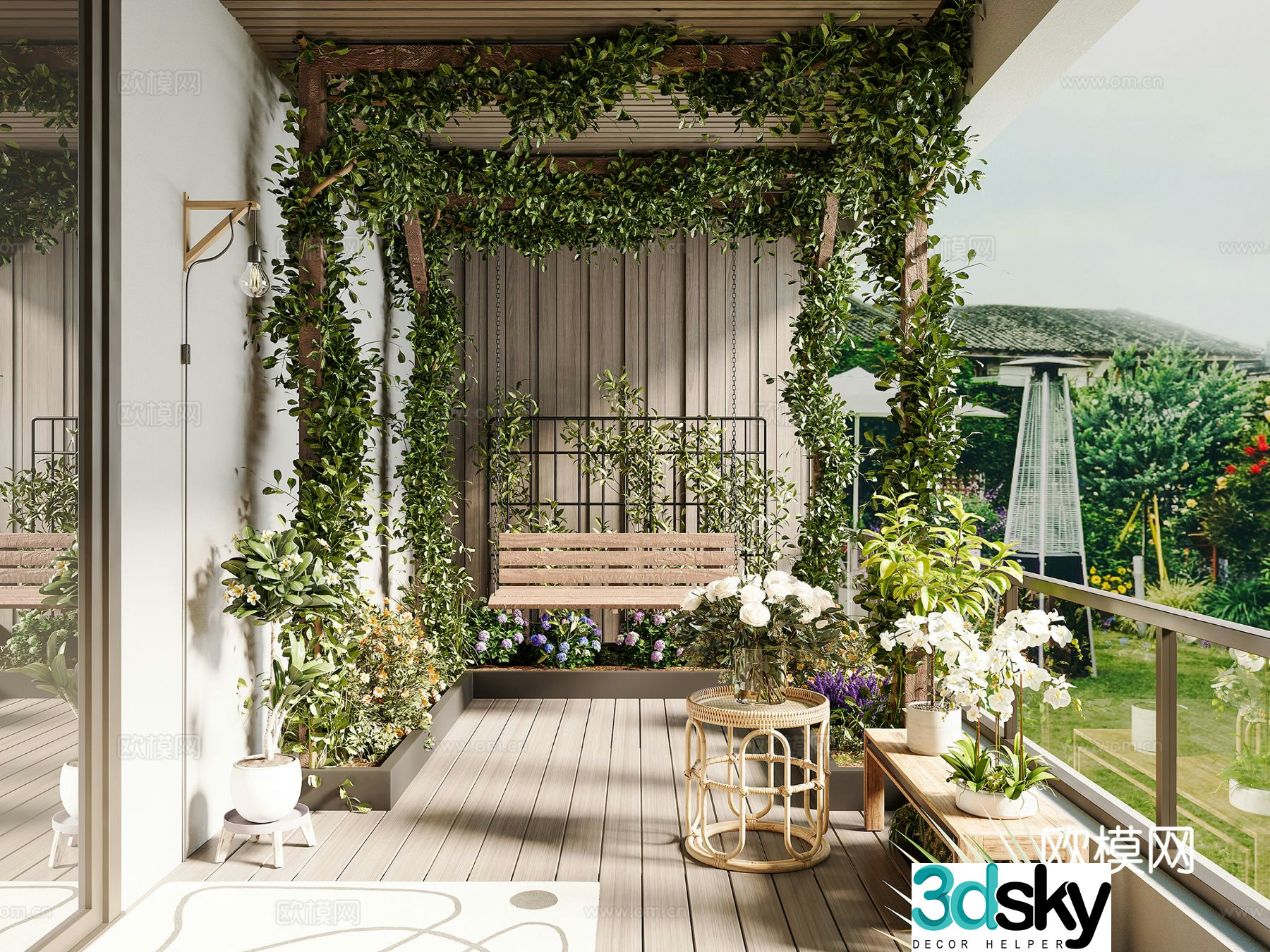 Modern garden balcony 3d model