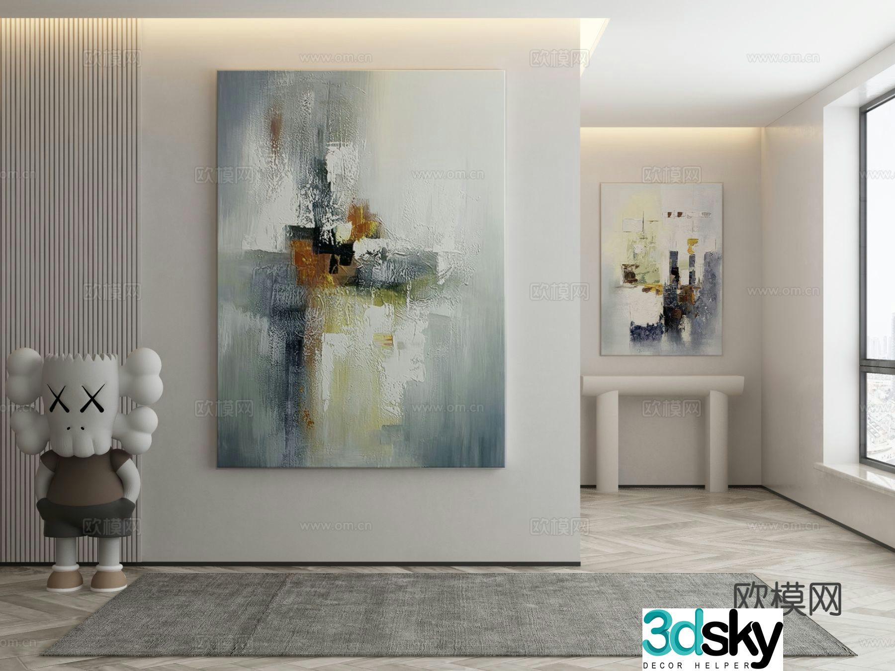 Modern texture painting decorative painting 3d model