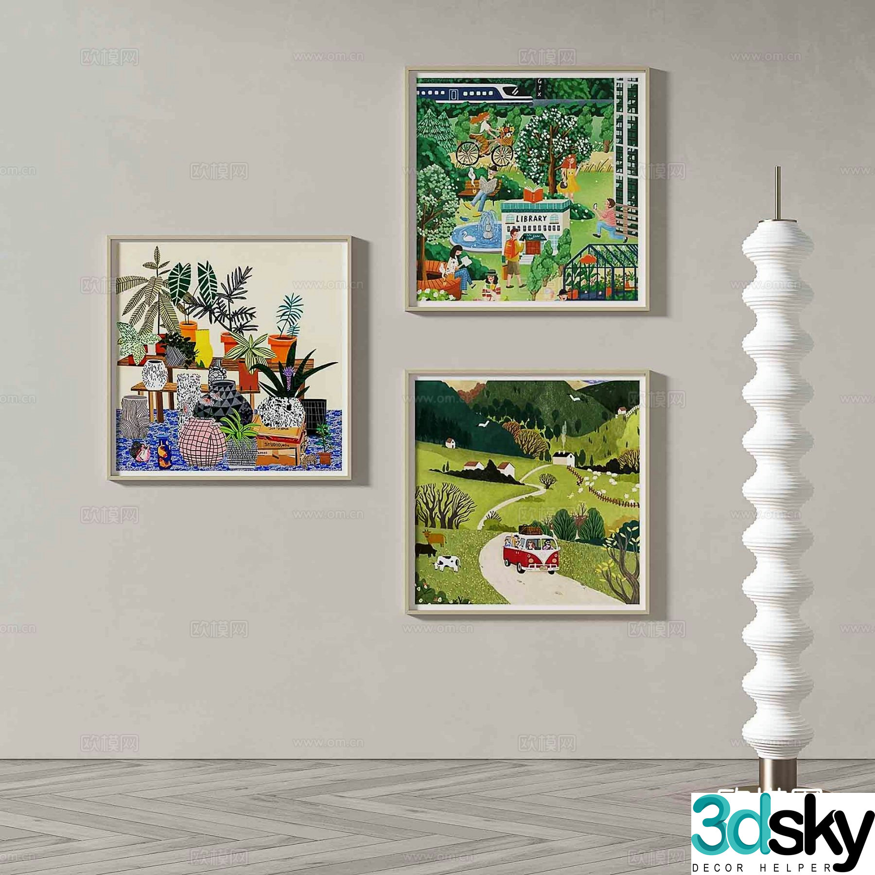 Modern simple hanging painting abstract painting decorative painting 3D model