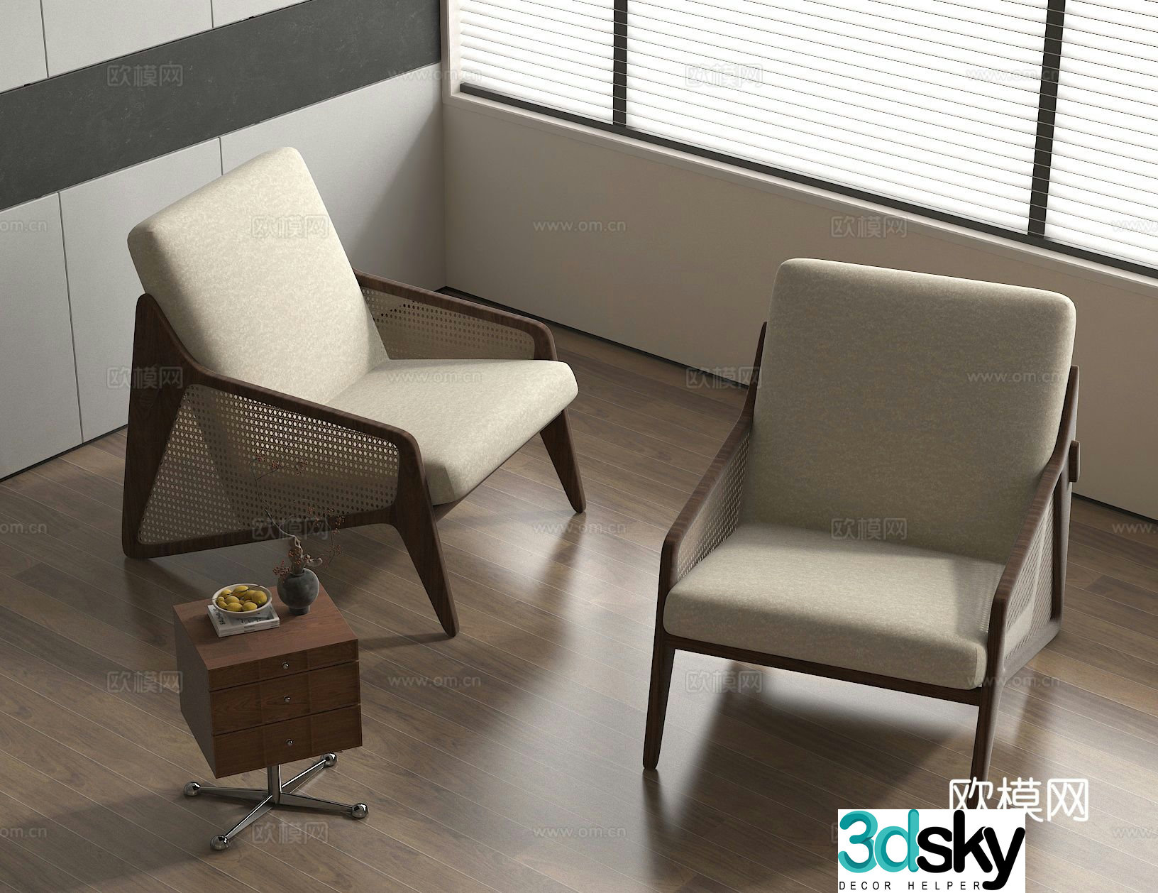 Wabi-sabi chair leisure chair 3d model