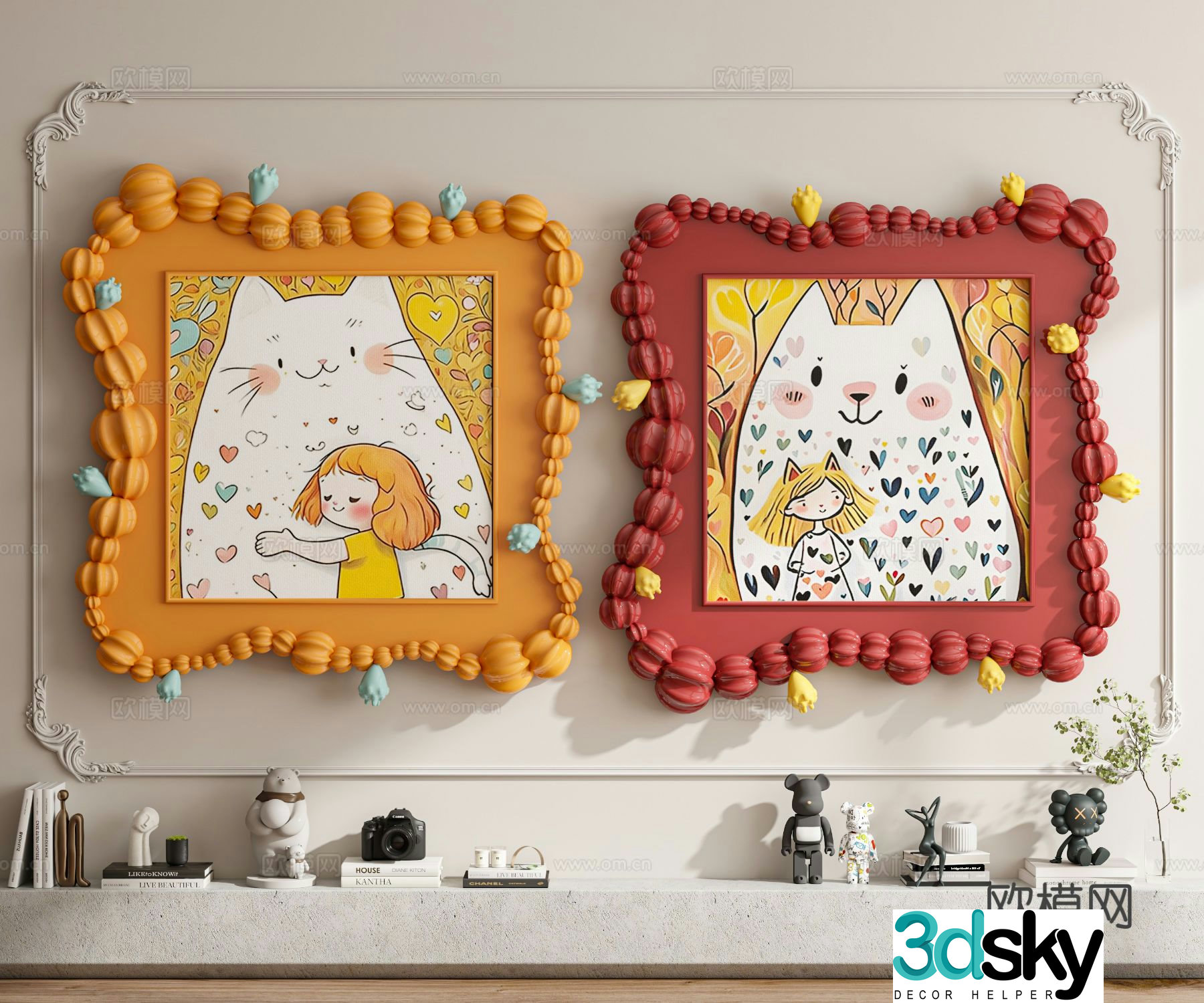 Dopamine children’s room hanging painting decorative painting 3D model