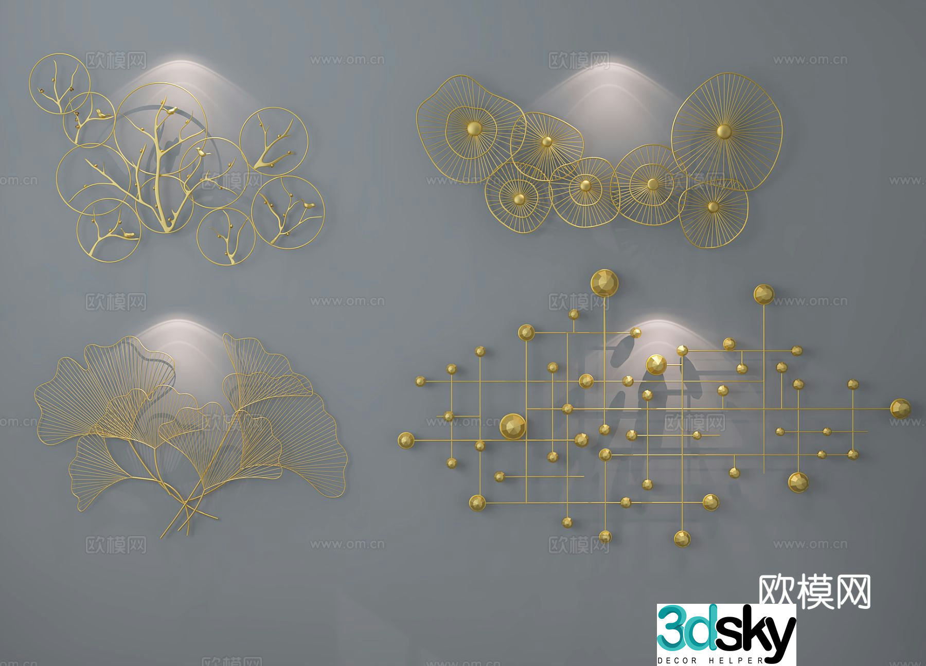 Light luxury three-dimensional wall decoration hanging decoration 3D model