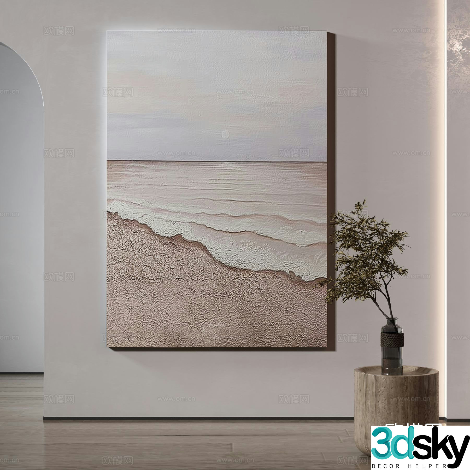 Modern beach painting decorative painting 3d model