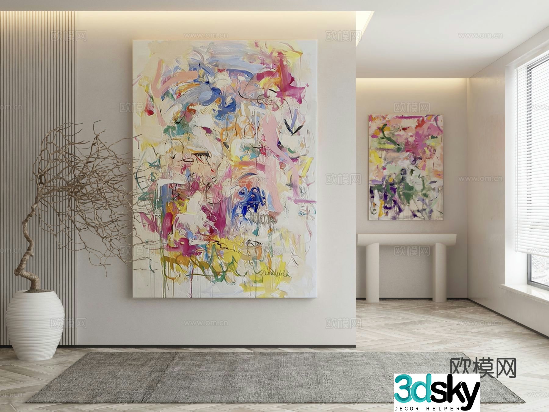 Modern texture painting decorative painting 3d model