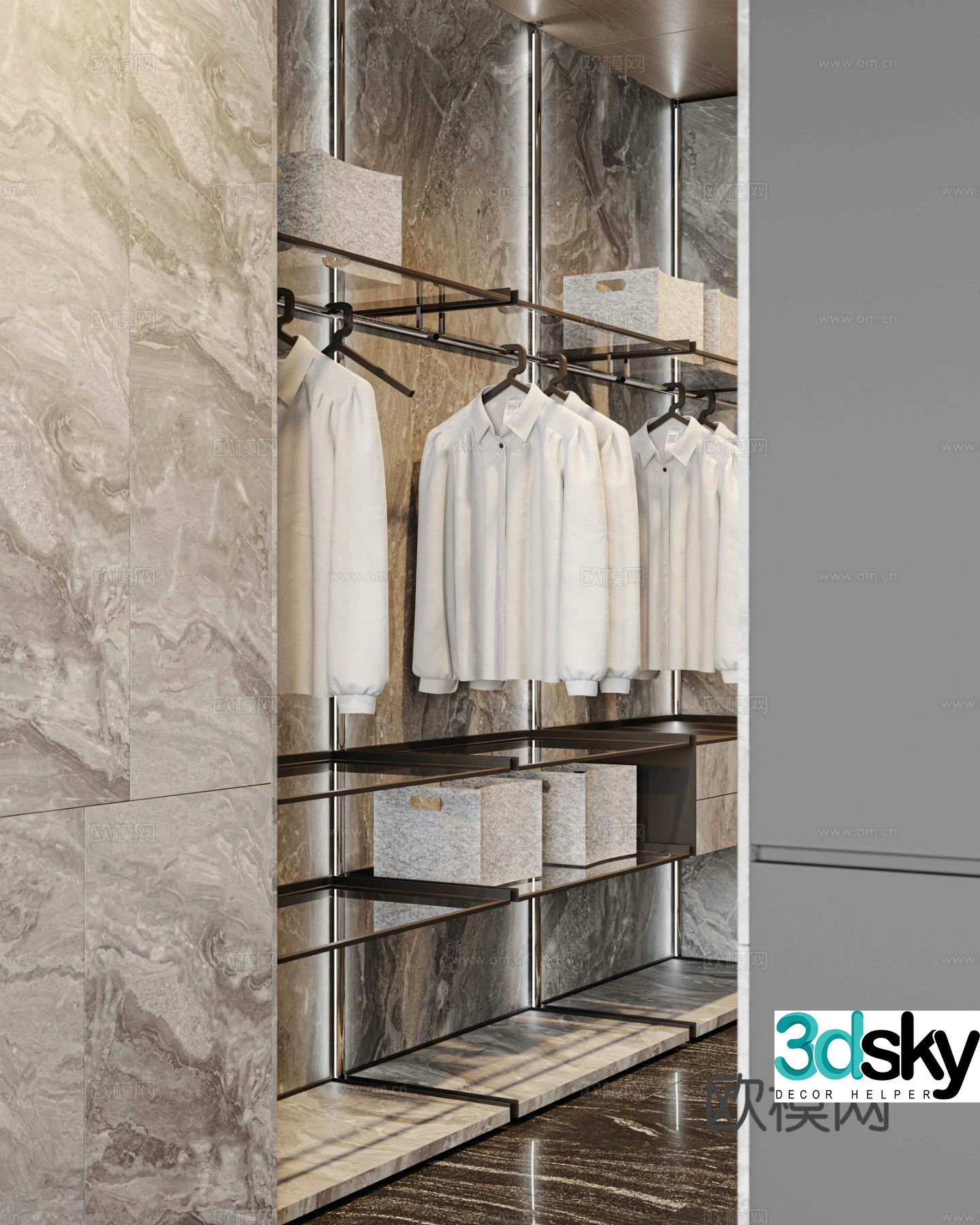 Modern doorless wardrobe 3d model