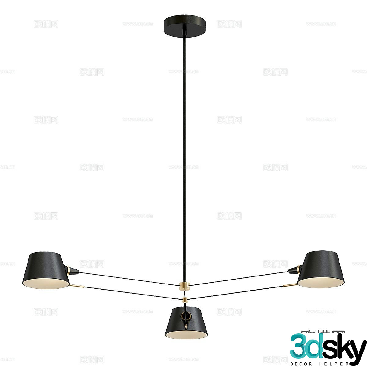 Modern multi-head chandelier 3d model