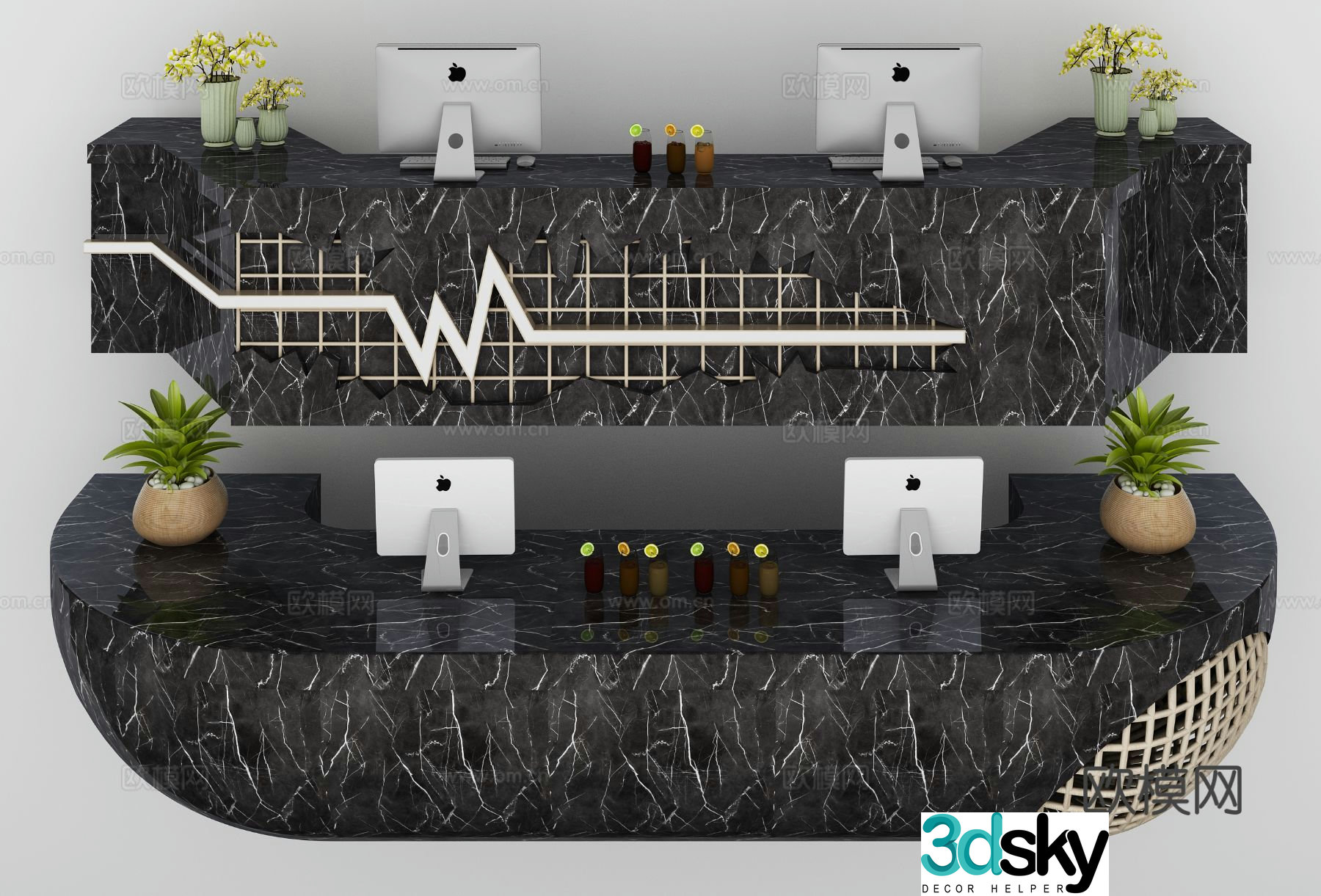 Modern front desk reception desk service desk 3d model