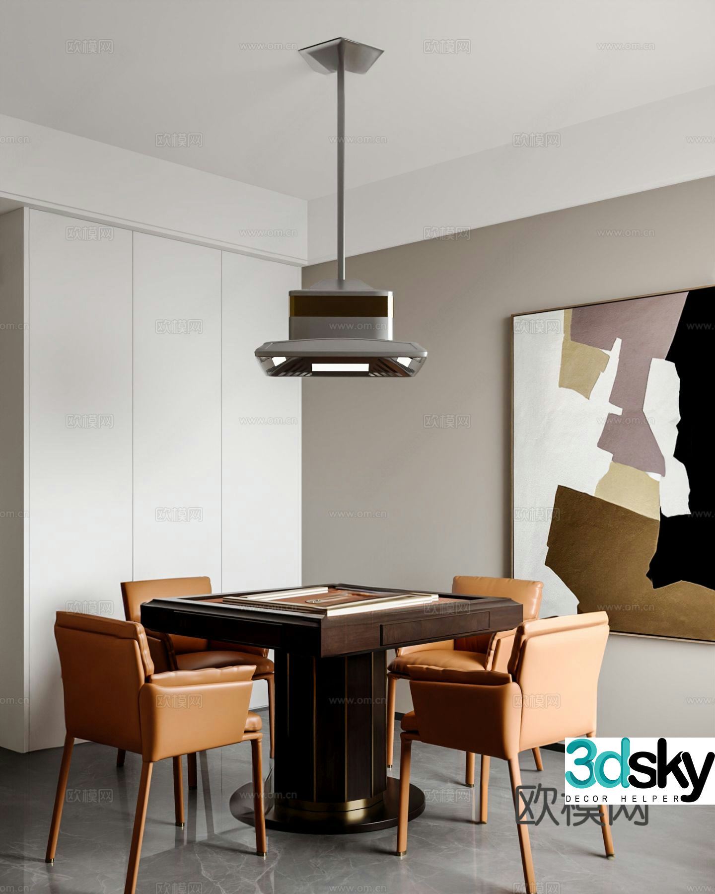 Modern mahjong room entertainment room 3d model