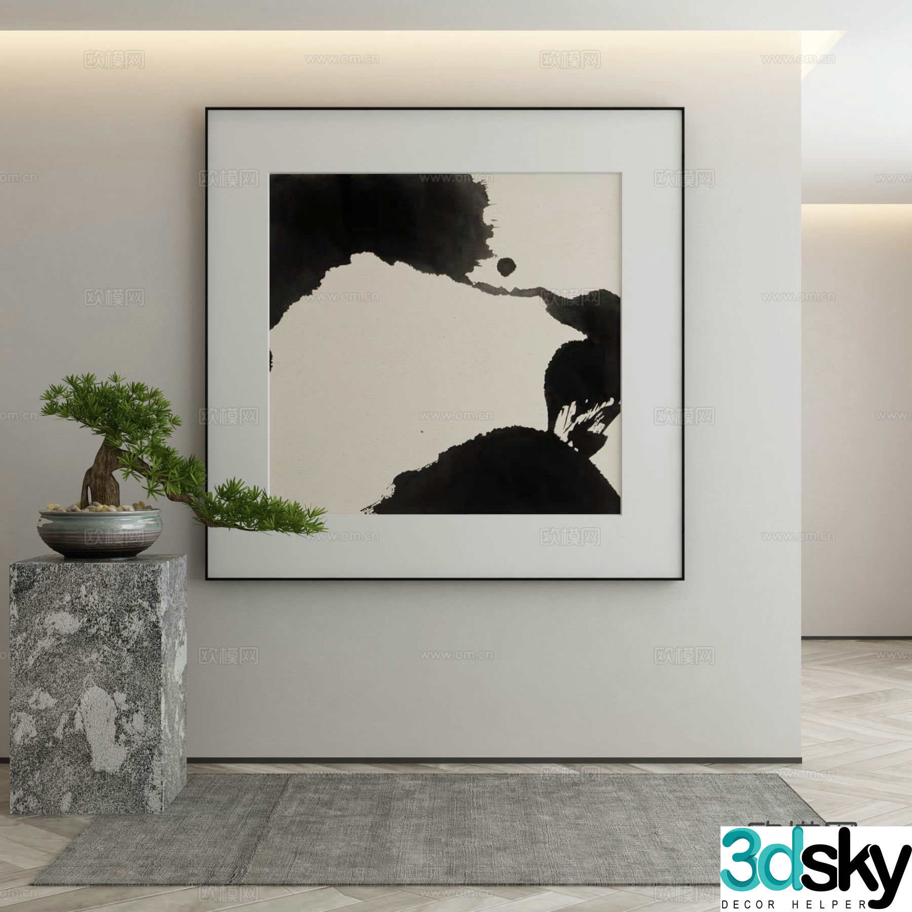 Modern texture painting decorative painting 3d model