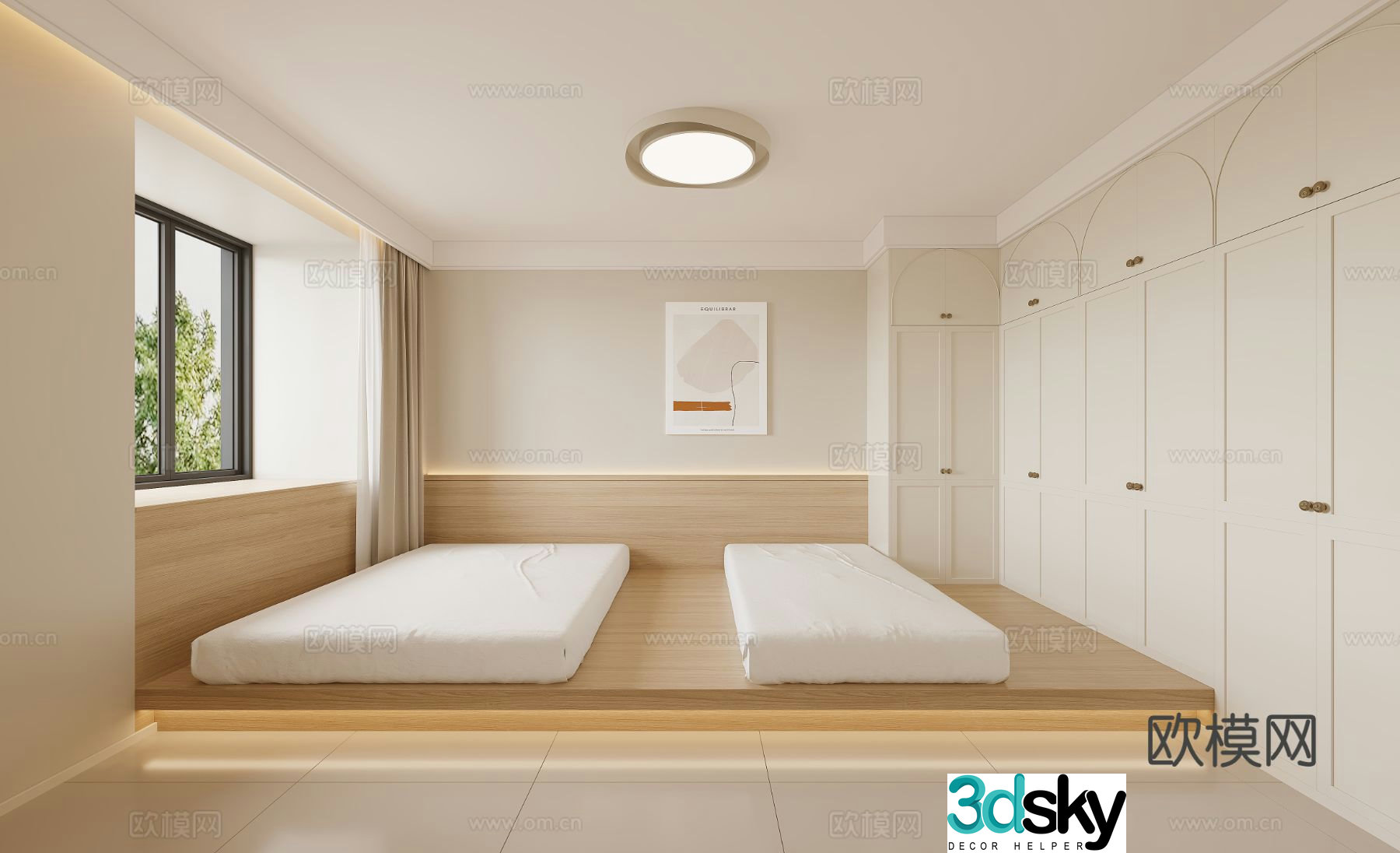 Modern tatami bedroom 3d model