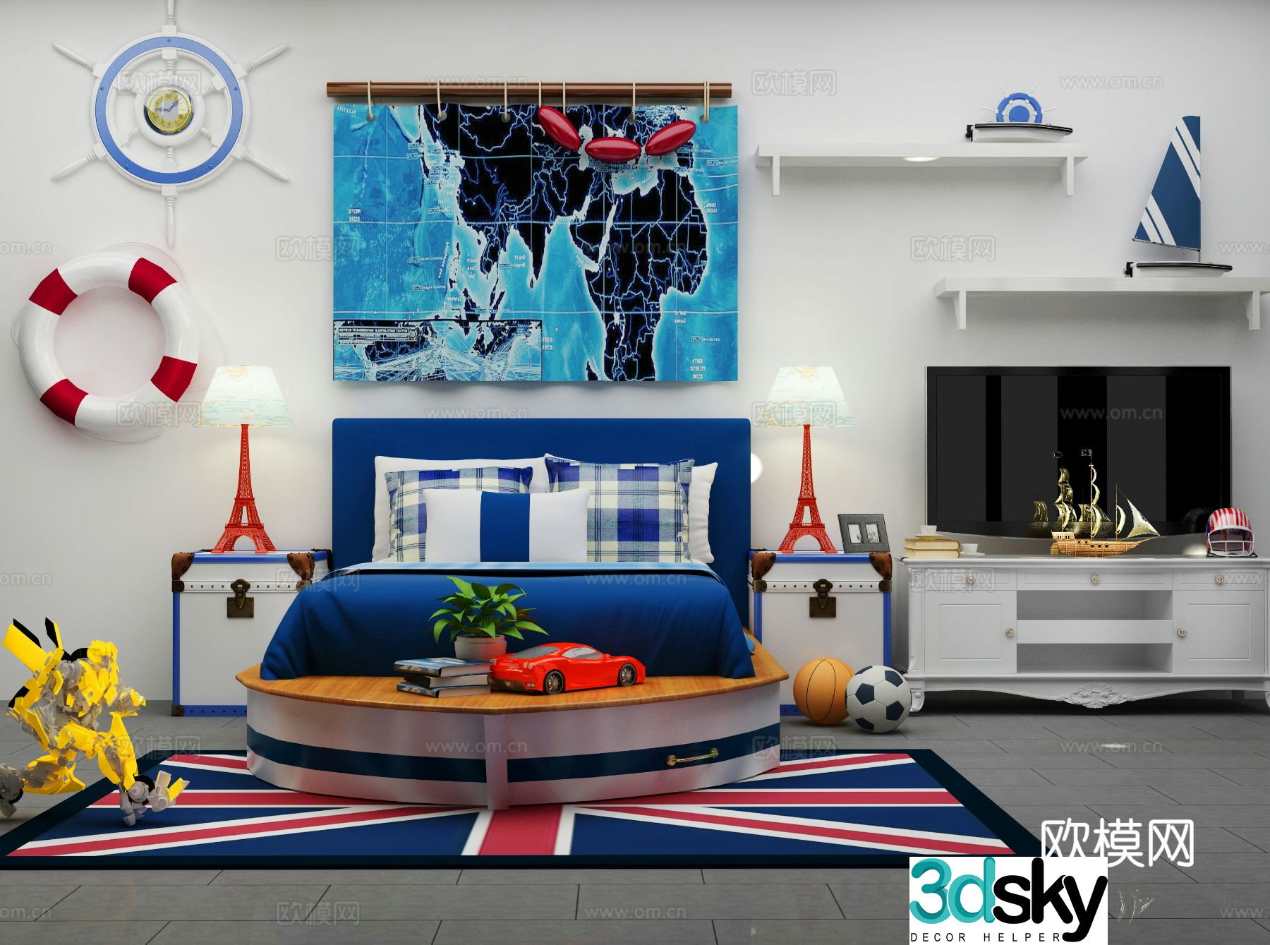 American children’s bed 3d model