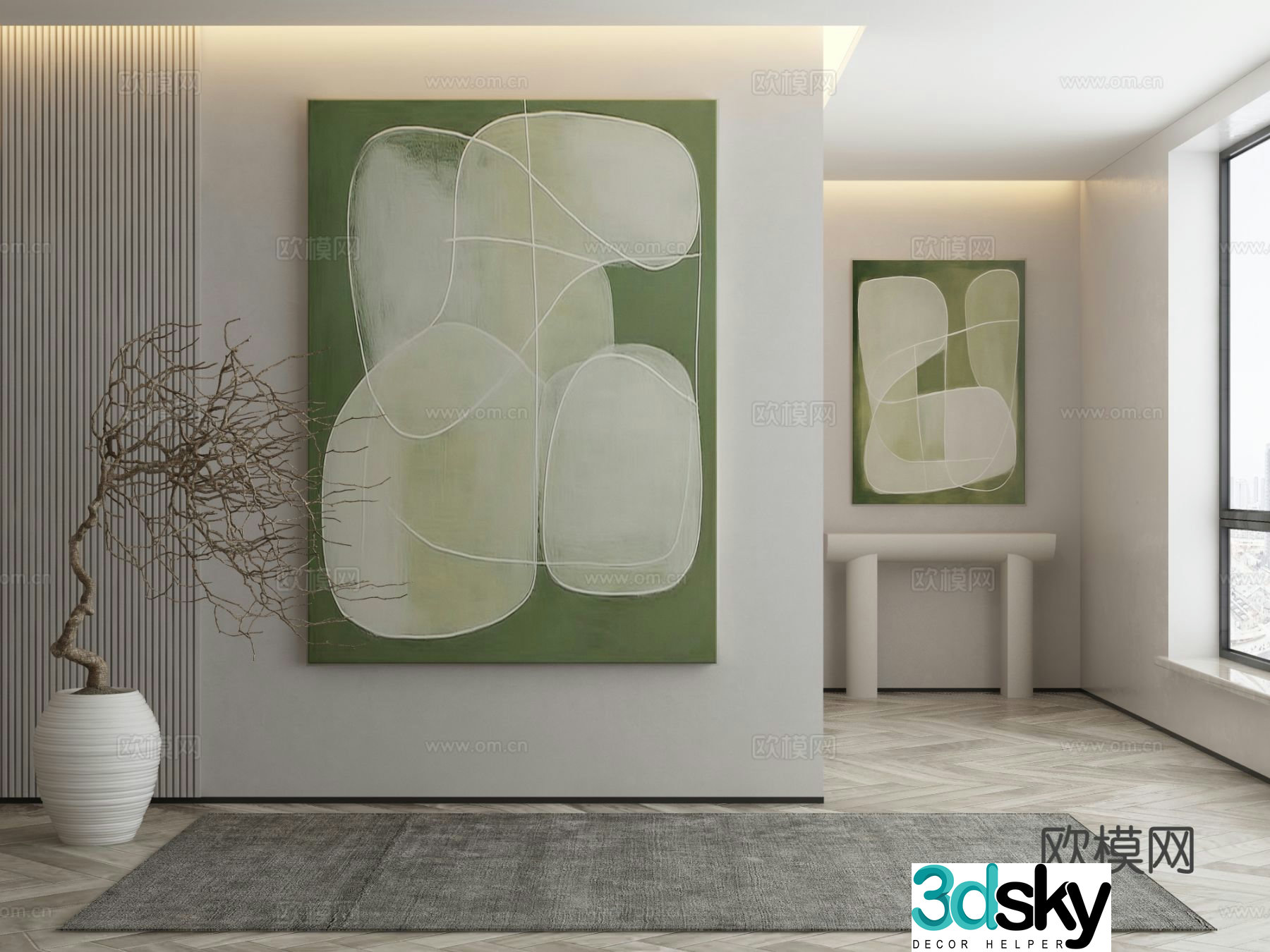 Modern texture painting decorative painting 3d model