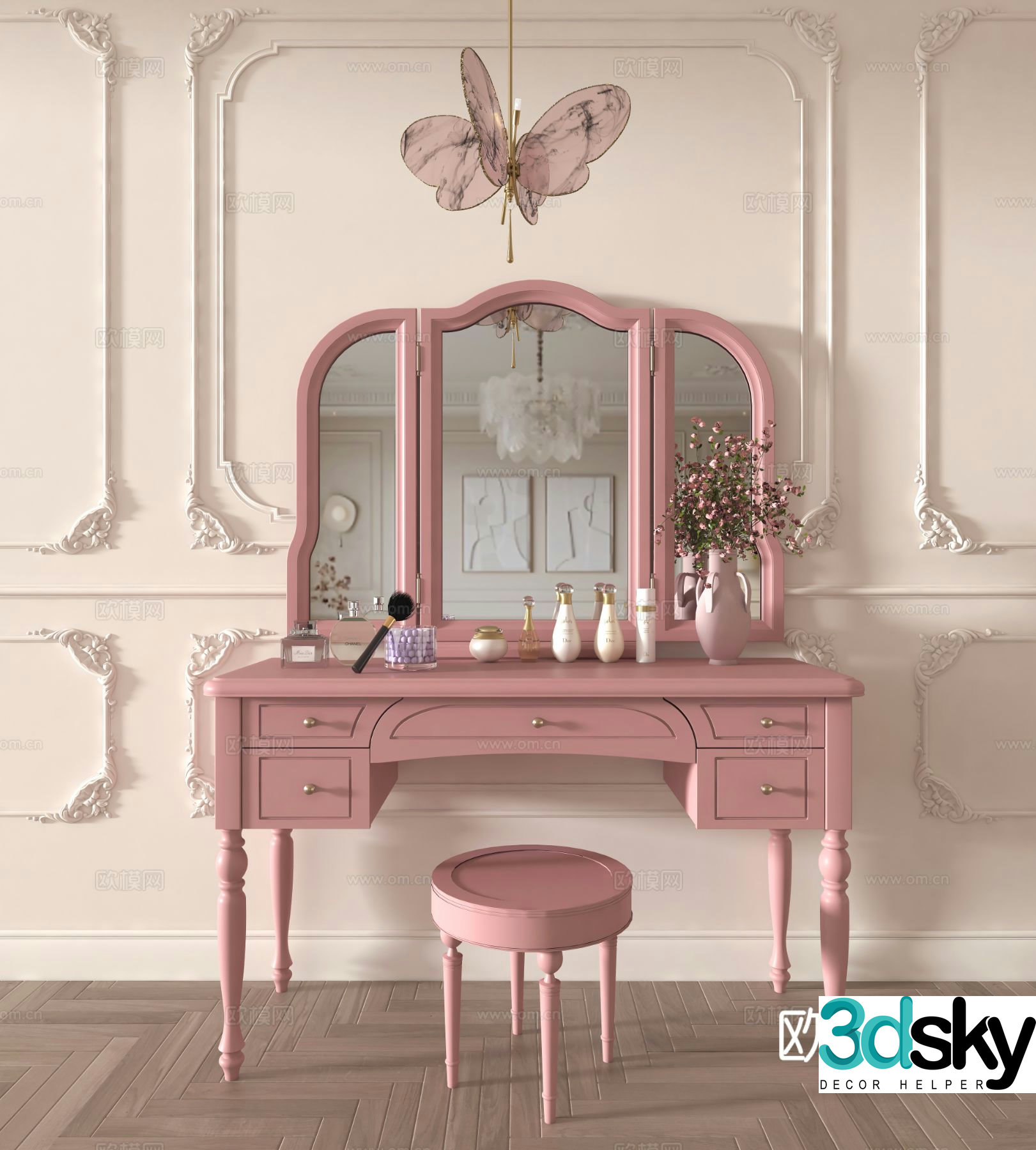 Simple European dressing table dressing table 3D model