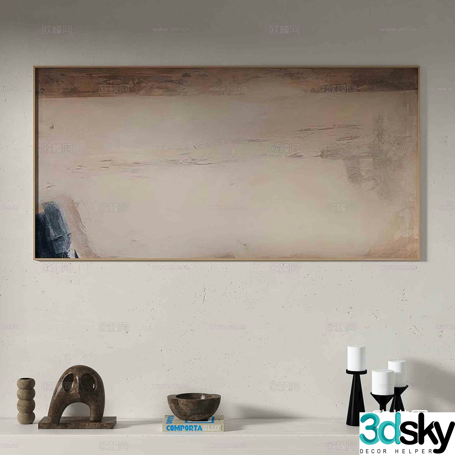Wabi-sabi abstract painting decorative painting 3d model