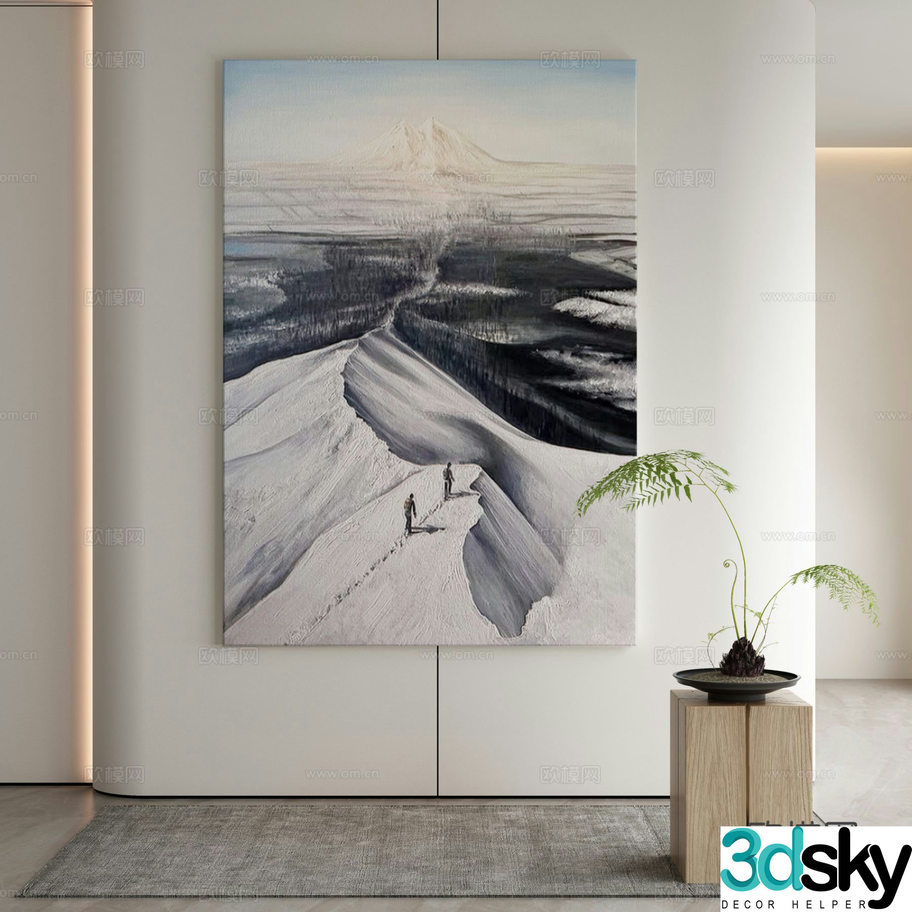 Modern landscape painting decorative painting 3d model