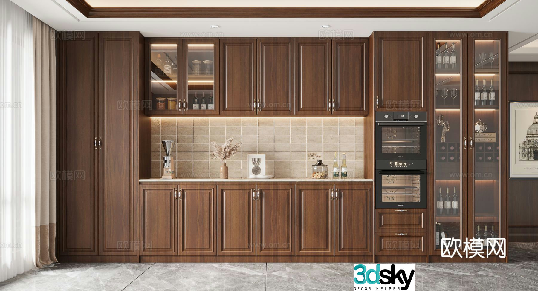 American wine cabinet sideboard 3d model