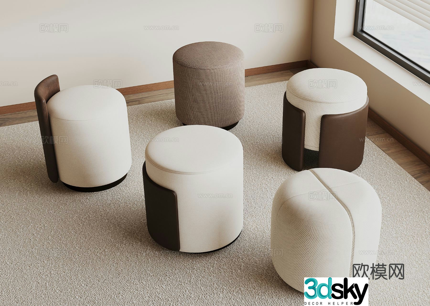 Modern stool sofa stool 3d model