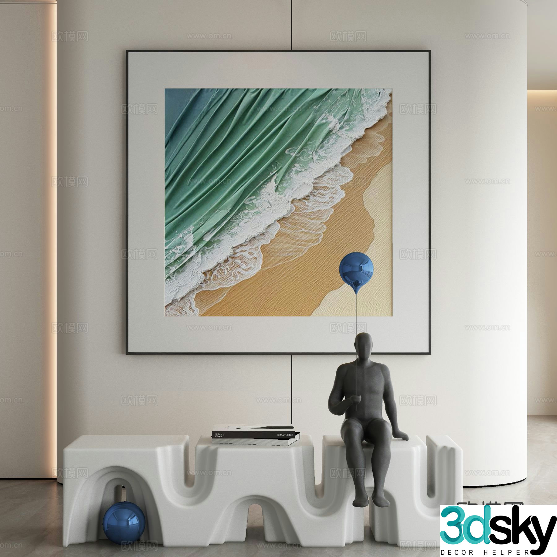 Modern texture painting decorative painting 3d model