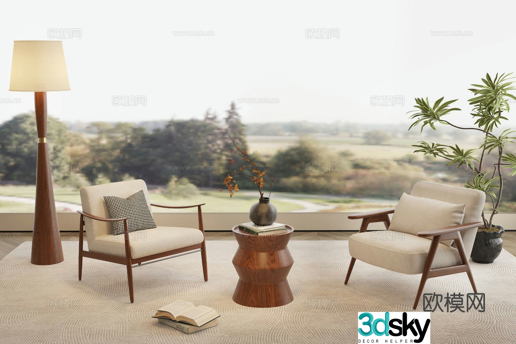 Medieval style chair leisure chair table 3d model