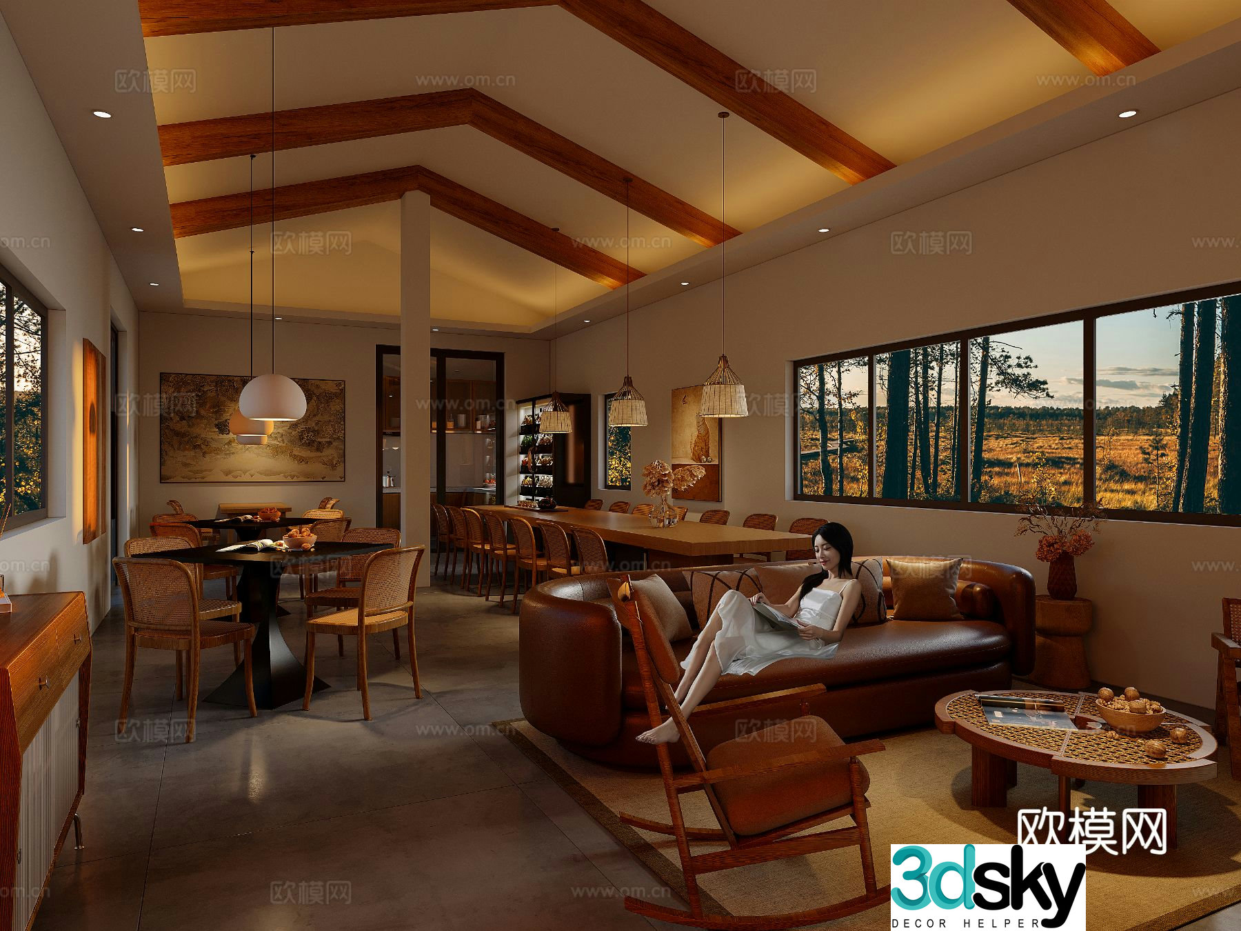 Nordic restaurant 3d model