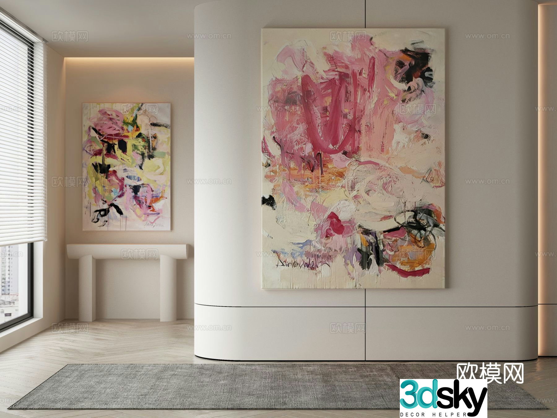 Modern texture painting decorative painting 3d model