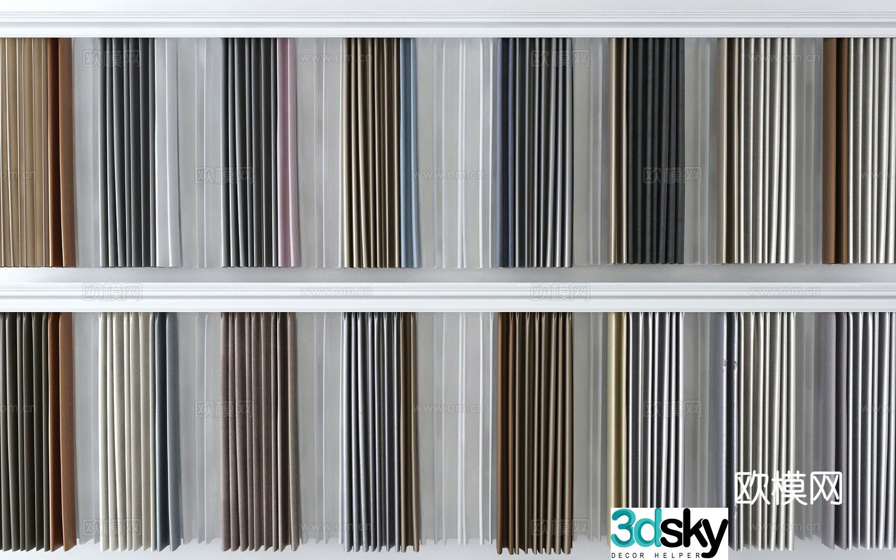 Plain curtain screen gauze curtain 3d model