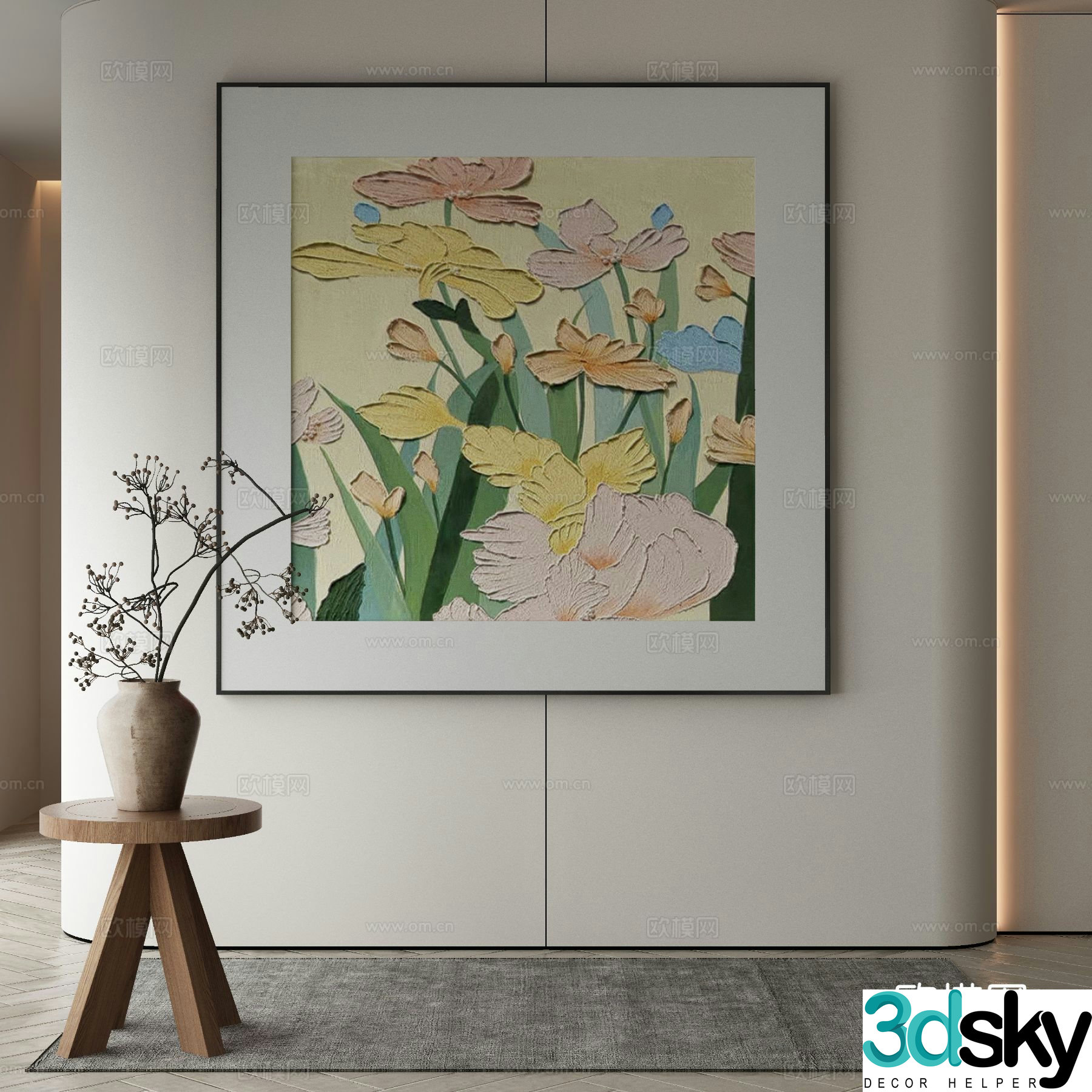 Modern texture painting decorative painting 3d model