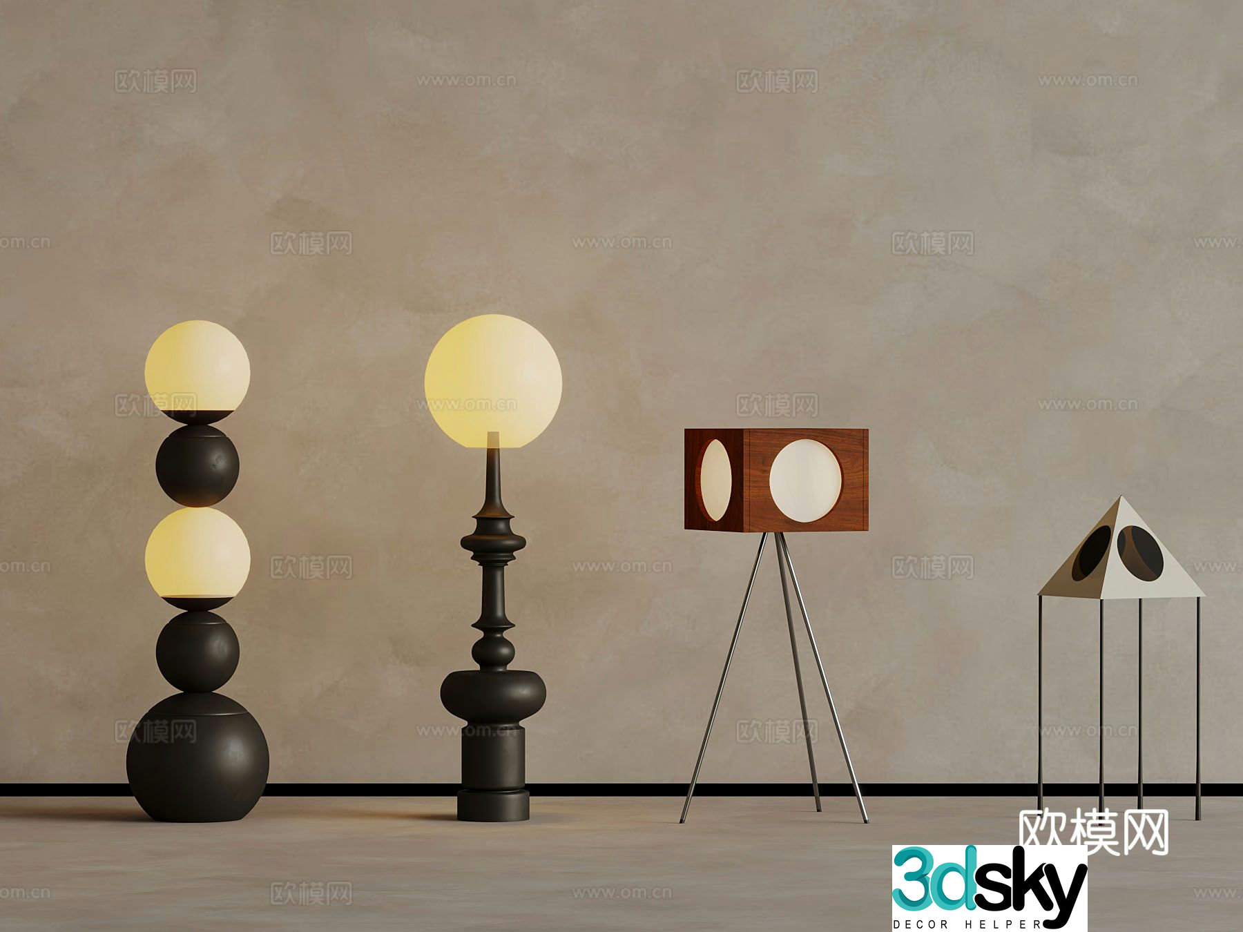 French minimalist floor lamp 3d model