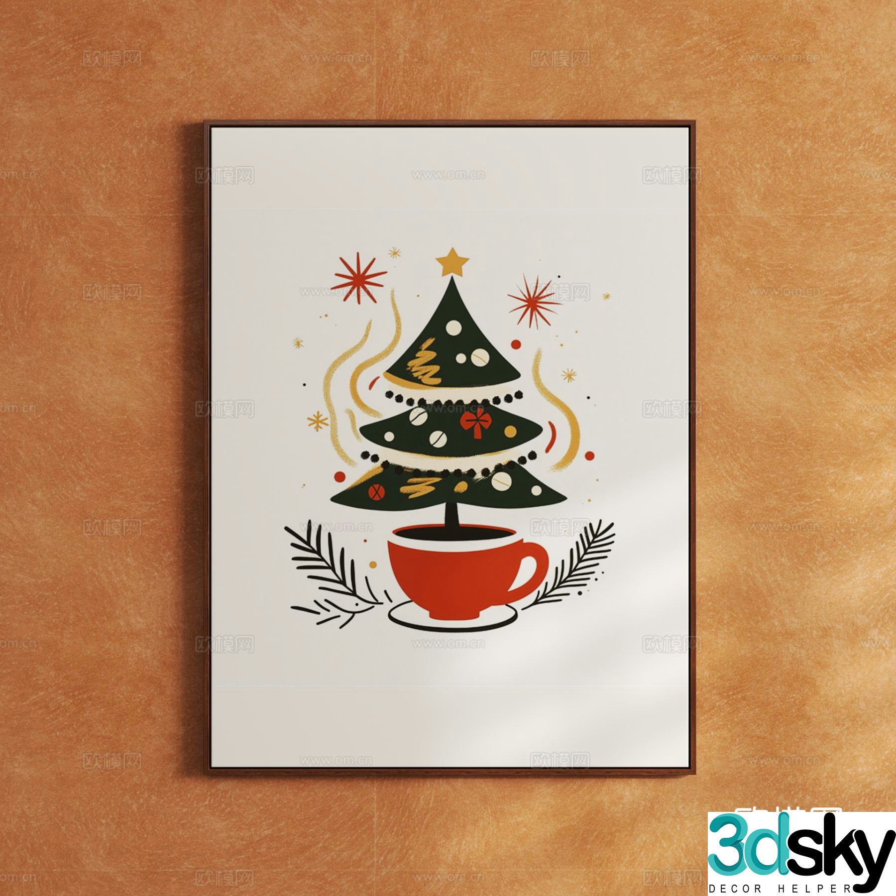 Modern Creative Christmas Hanging Painting Art Painting Decorative Painting 3D Model