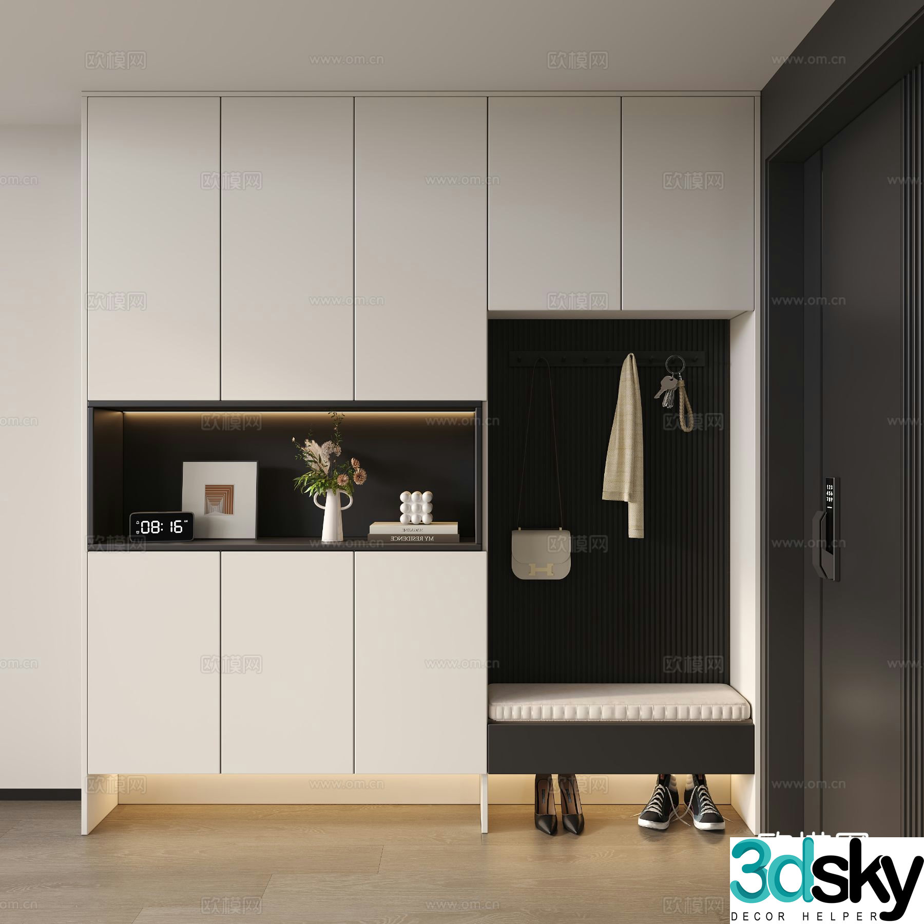 Modern entrance shoe cabinet 3d model