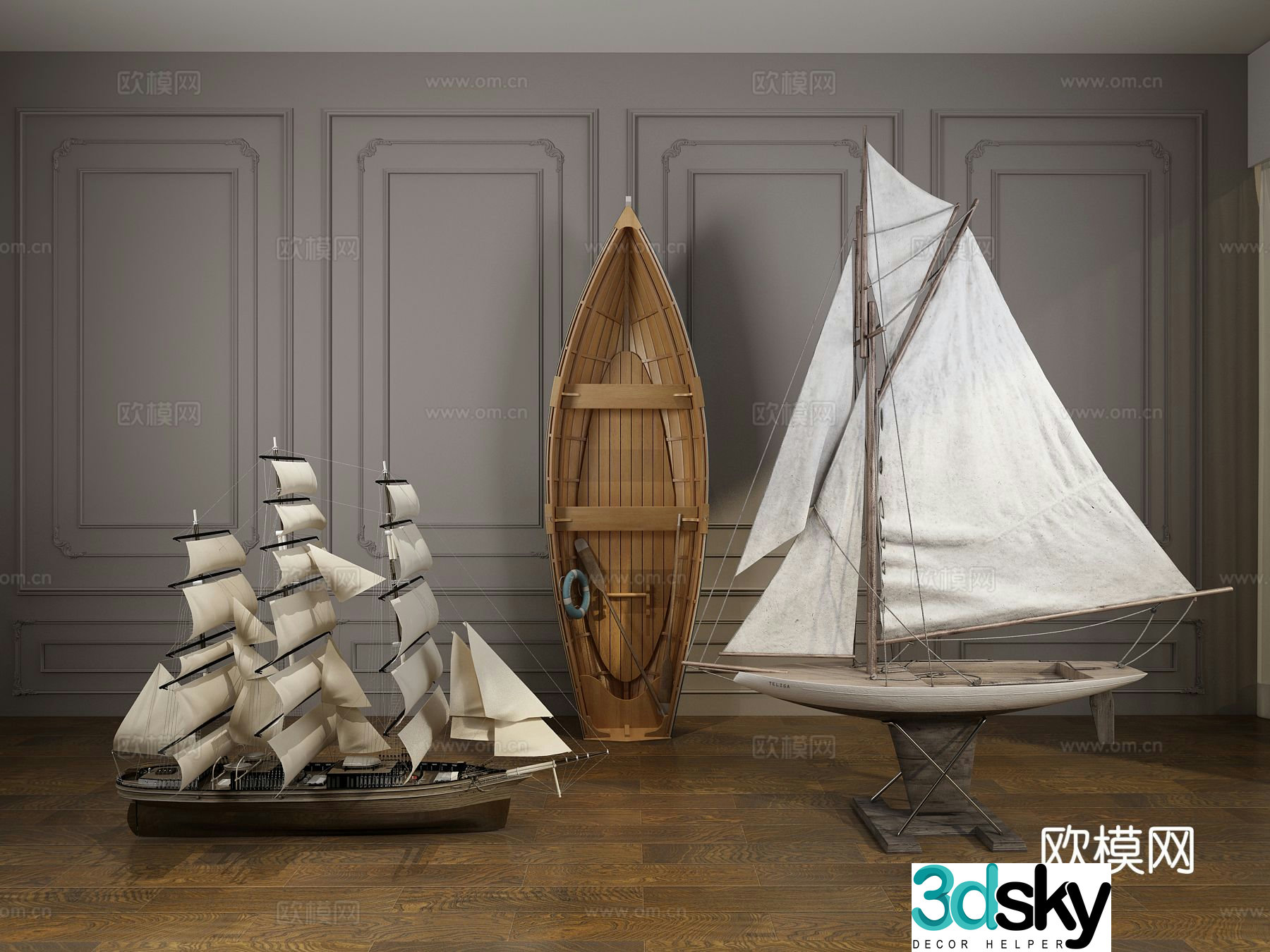 Postmodern decoration sailboat decoration 3d model