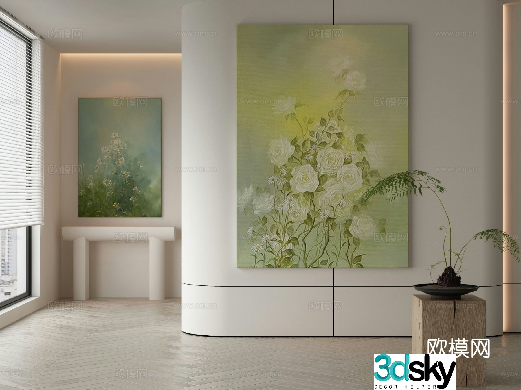 Modern flower painting decorative painting 3d model