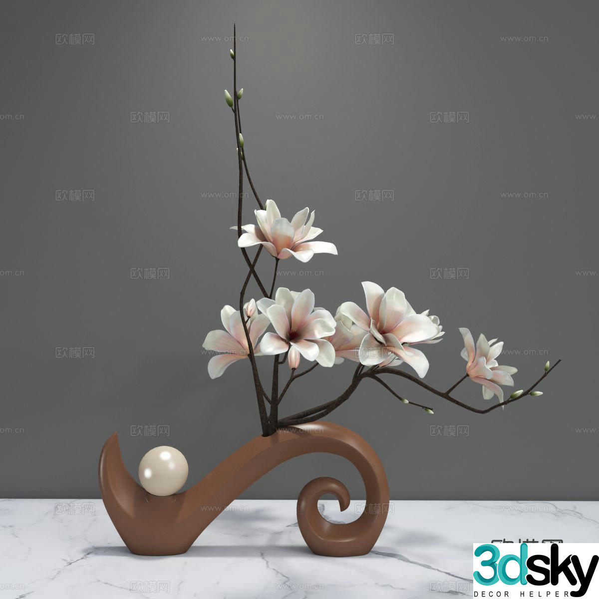 New Chinese style ornaments floral display 3d model