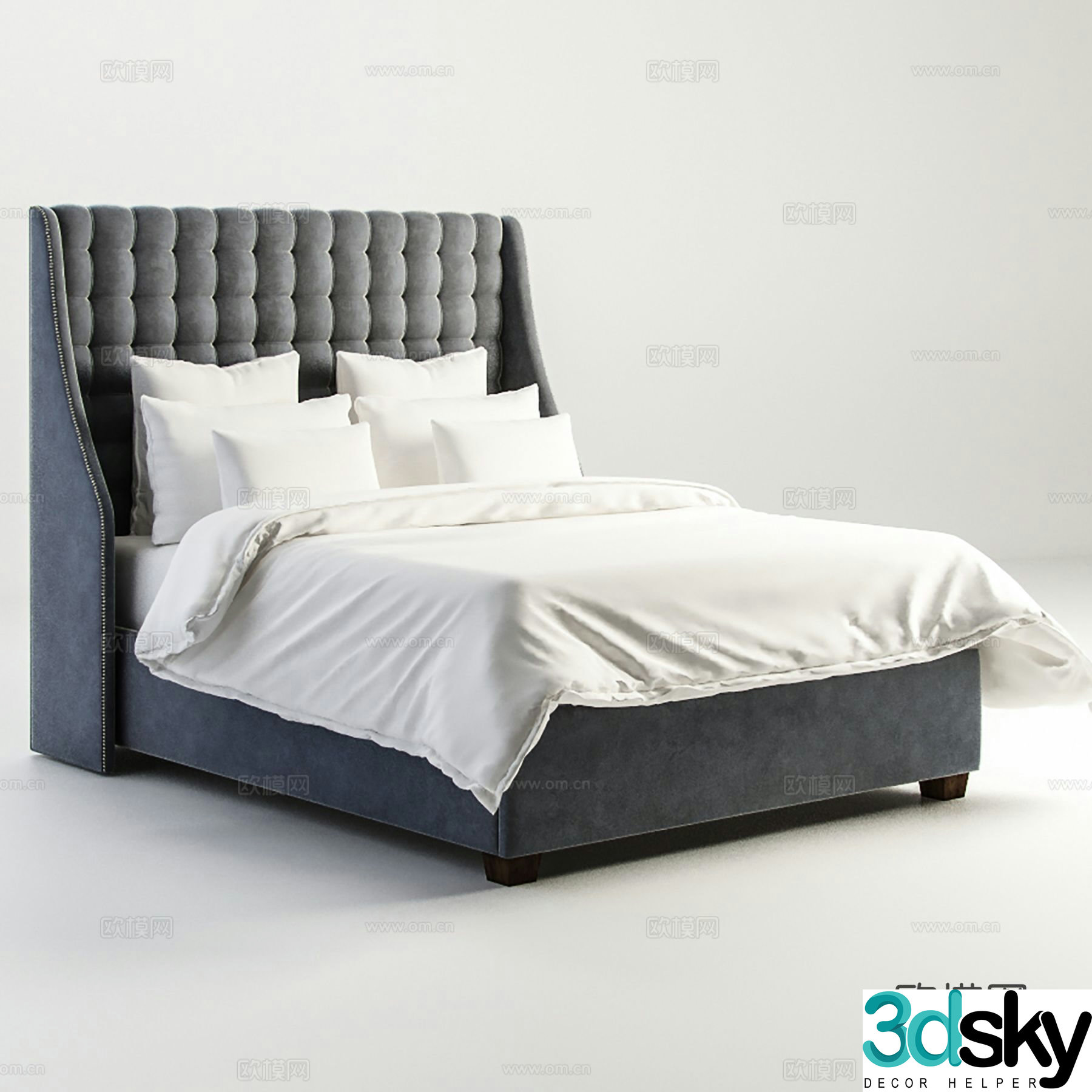 Modern double bed 3d model