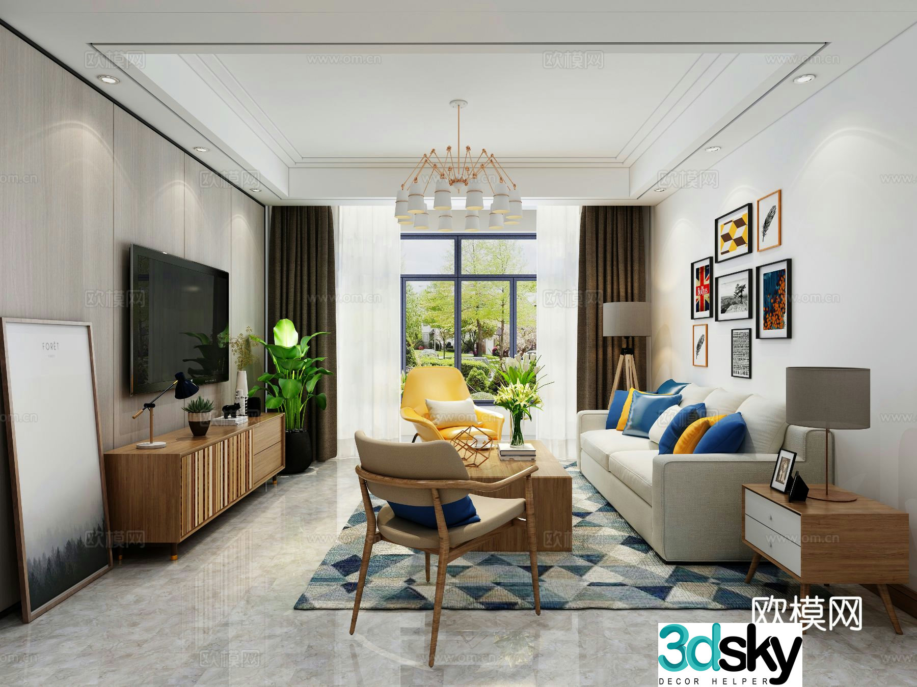 Modern living room 3d model