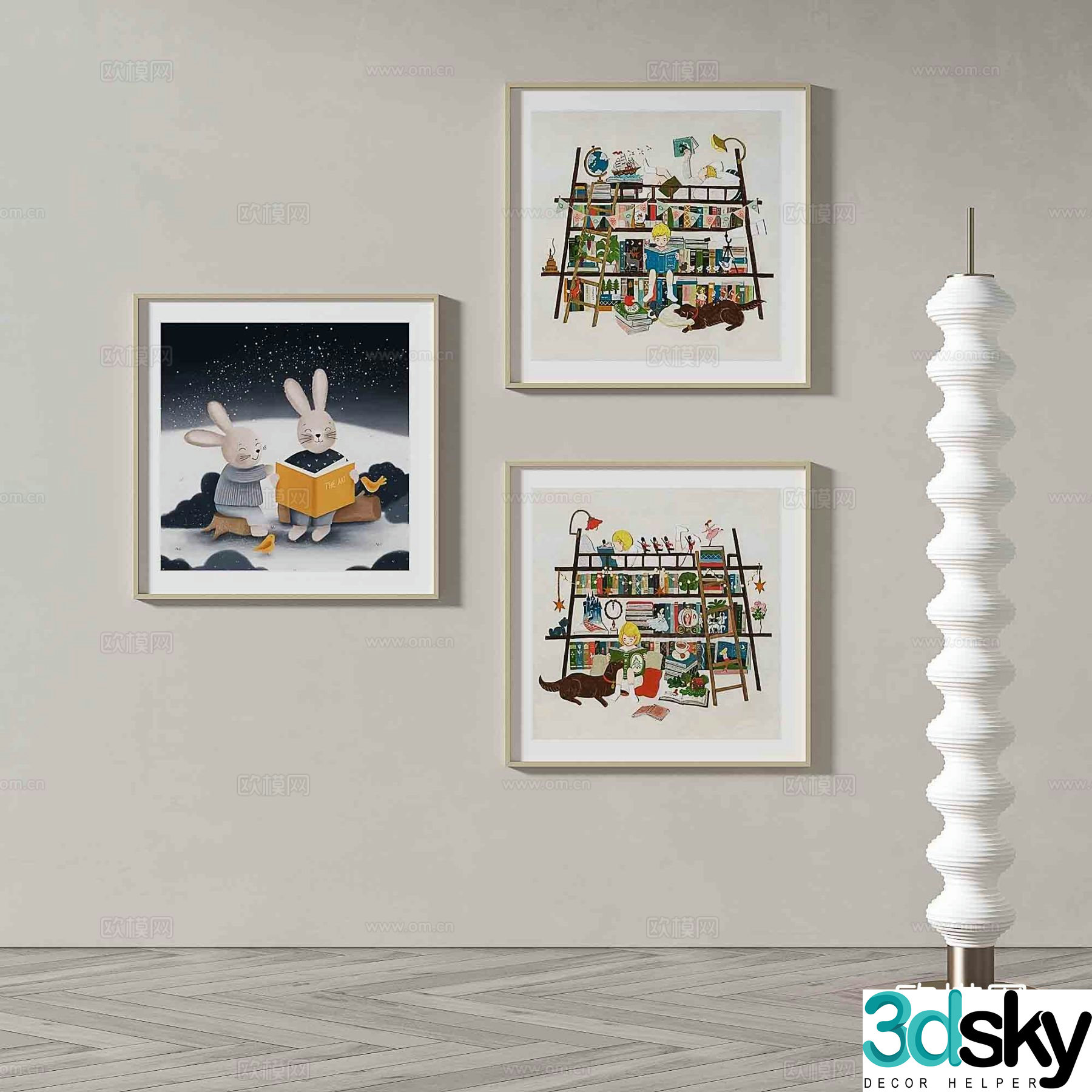 Modern cartoon hanging painting children’s decorative painting 3d model