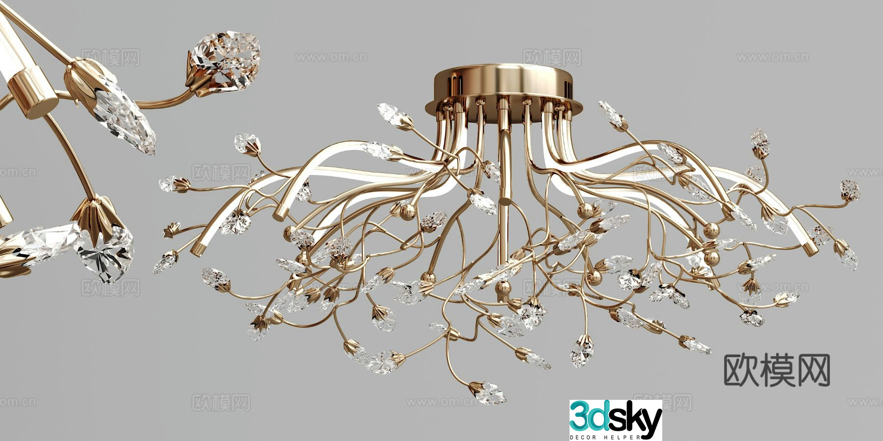 Light luxury chandelier 3d model