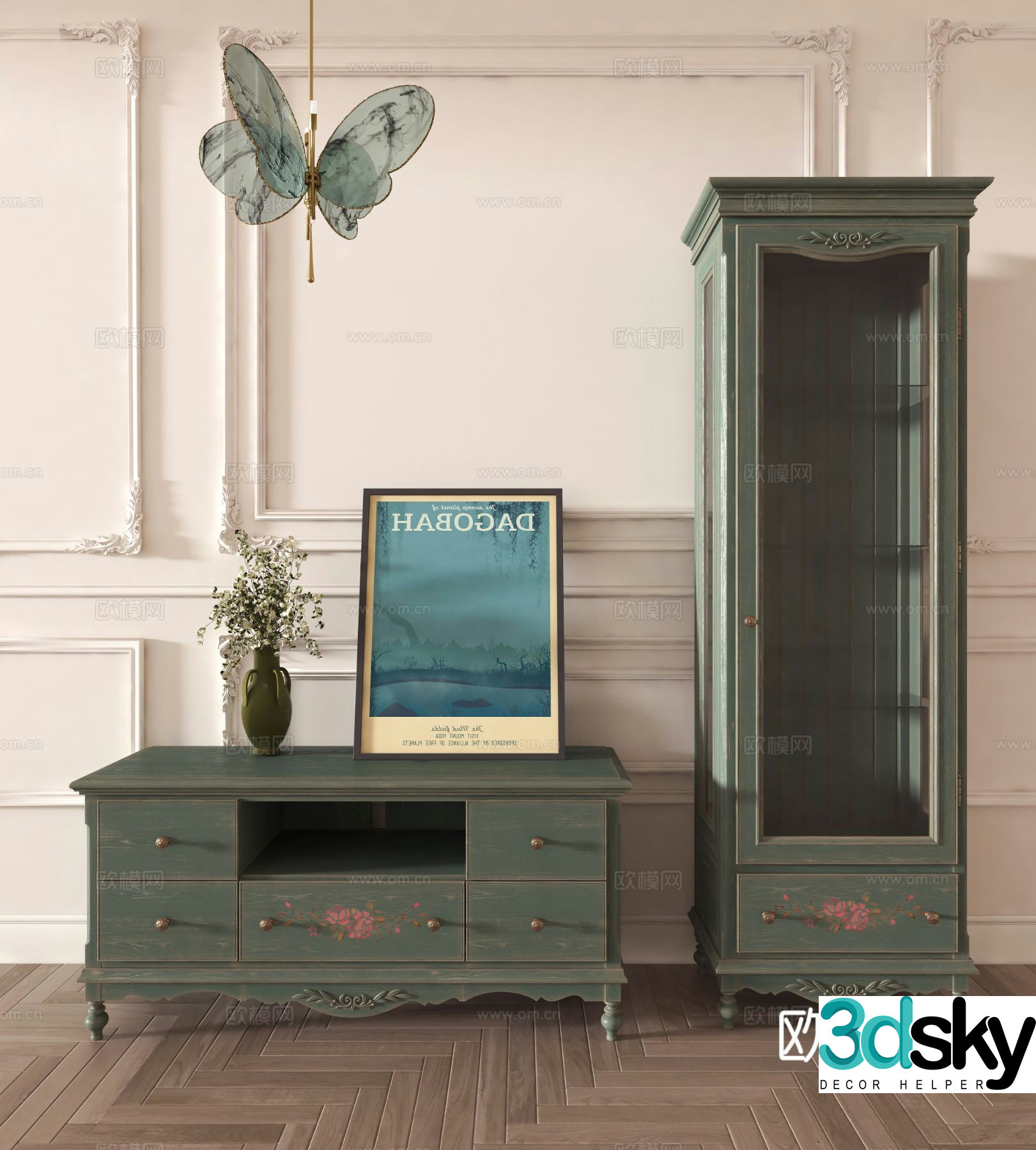 American TV cabinet 3d model