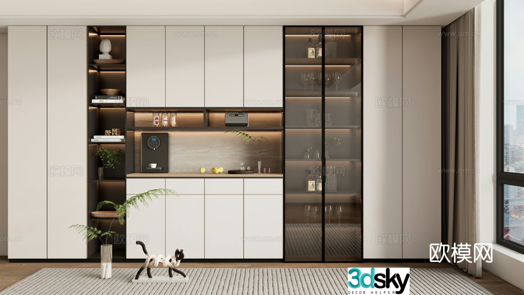 Modern wine cabinet sideboard 3d model