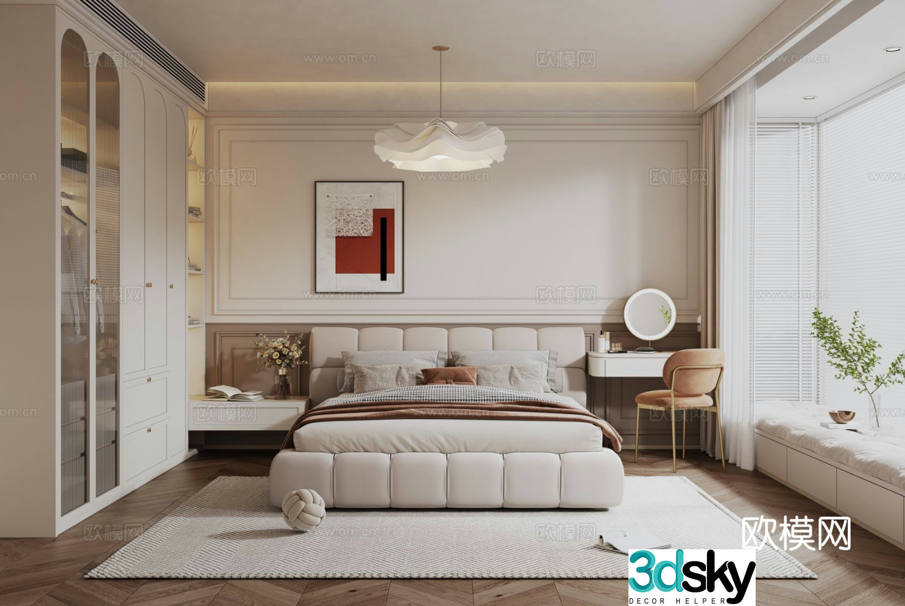 Cream style bedroom master bedroom 3d model