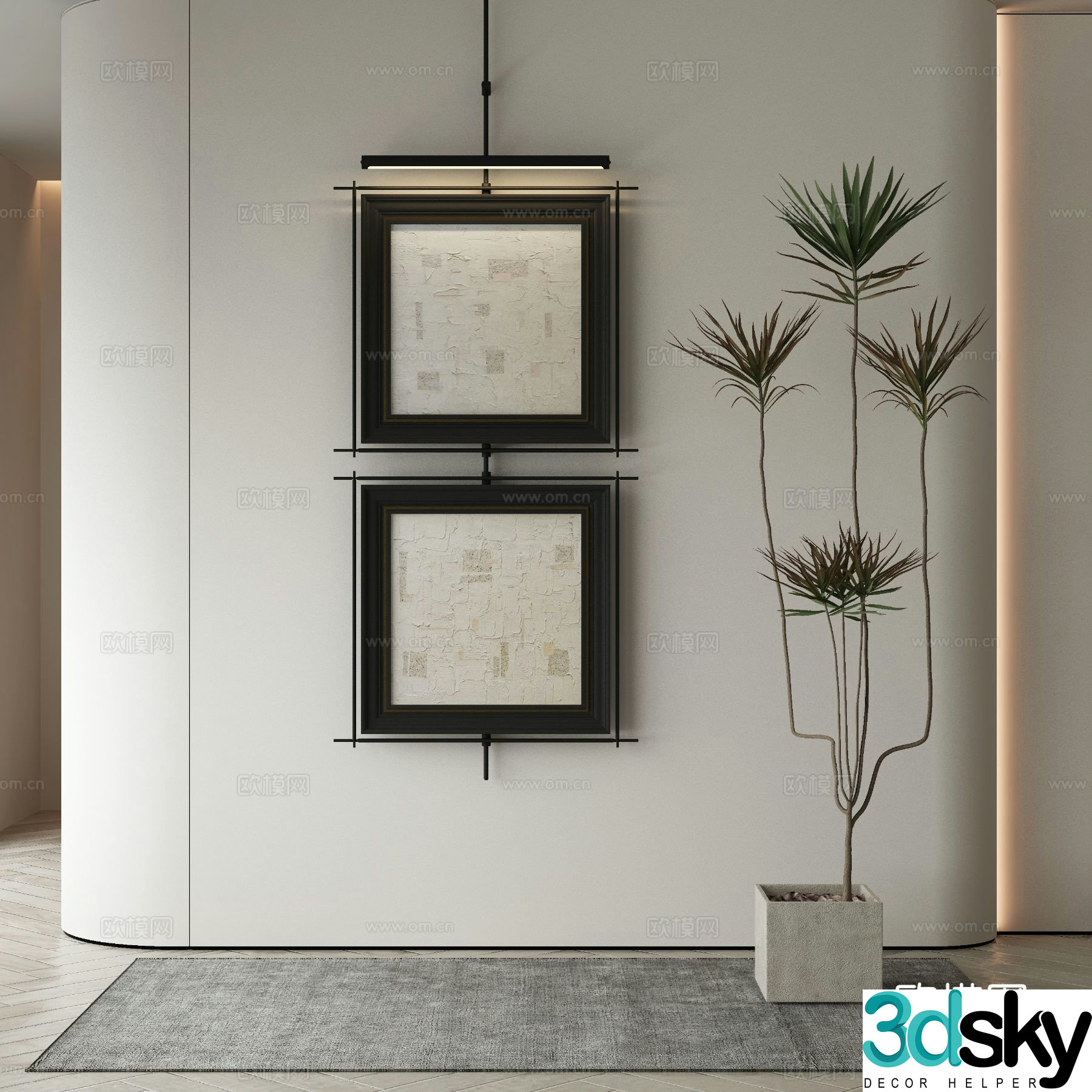Modern texture painting decorative painting 3d model